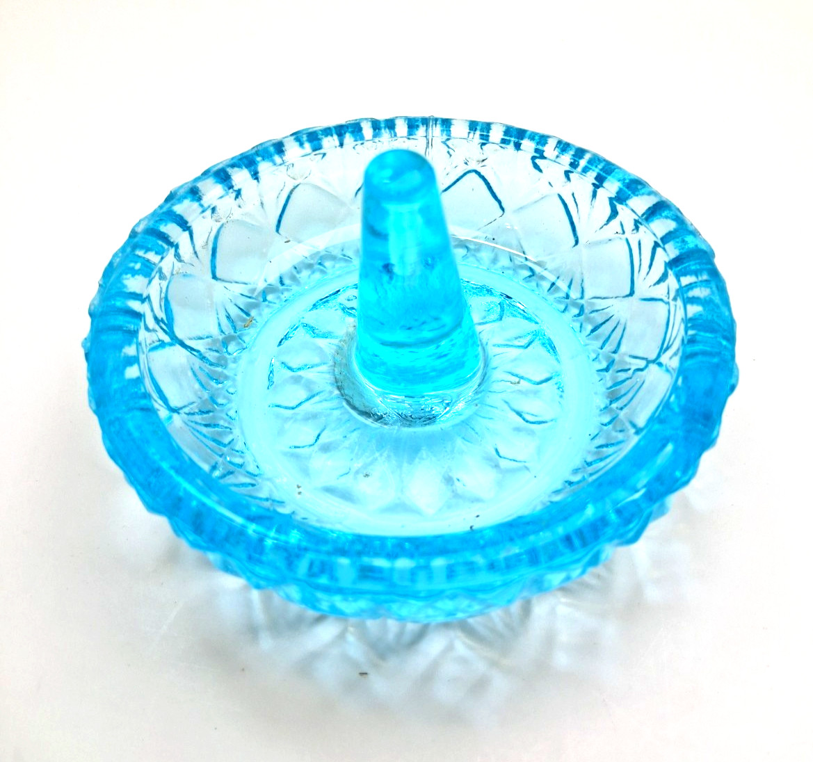 Fenton Vintage Turquoise/Blue Iridescent Ring Holder Jewelry Dish