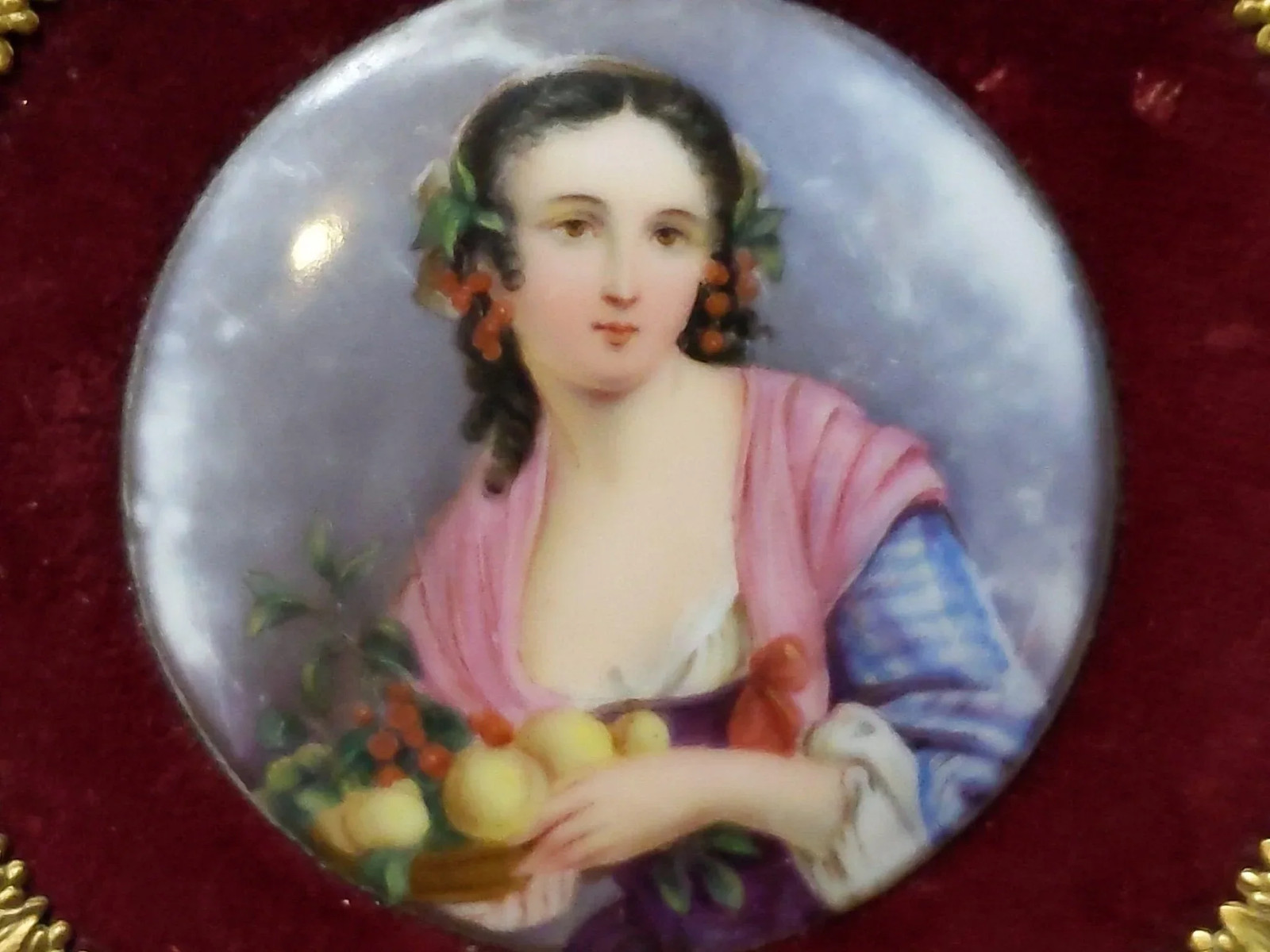 c1870 Porcelain Plaque in Gilt Bronze Frame