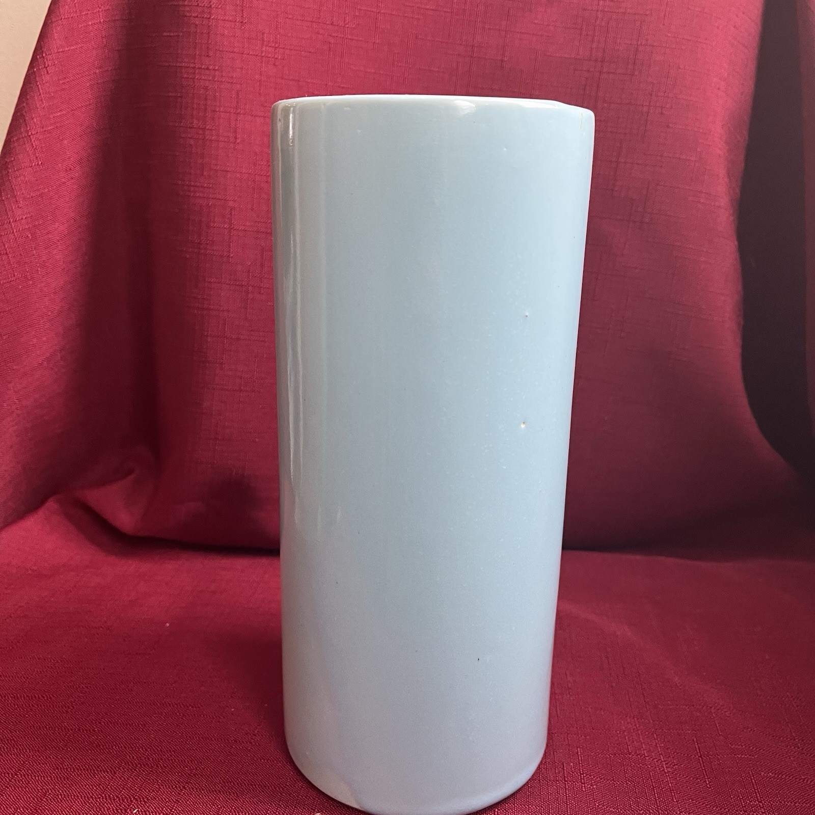Vintage Haeger Pottery Robin’s Egg Blue Cylinder Vase 8.5” MCM Gloss Glaze