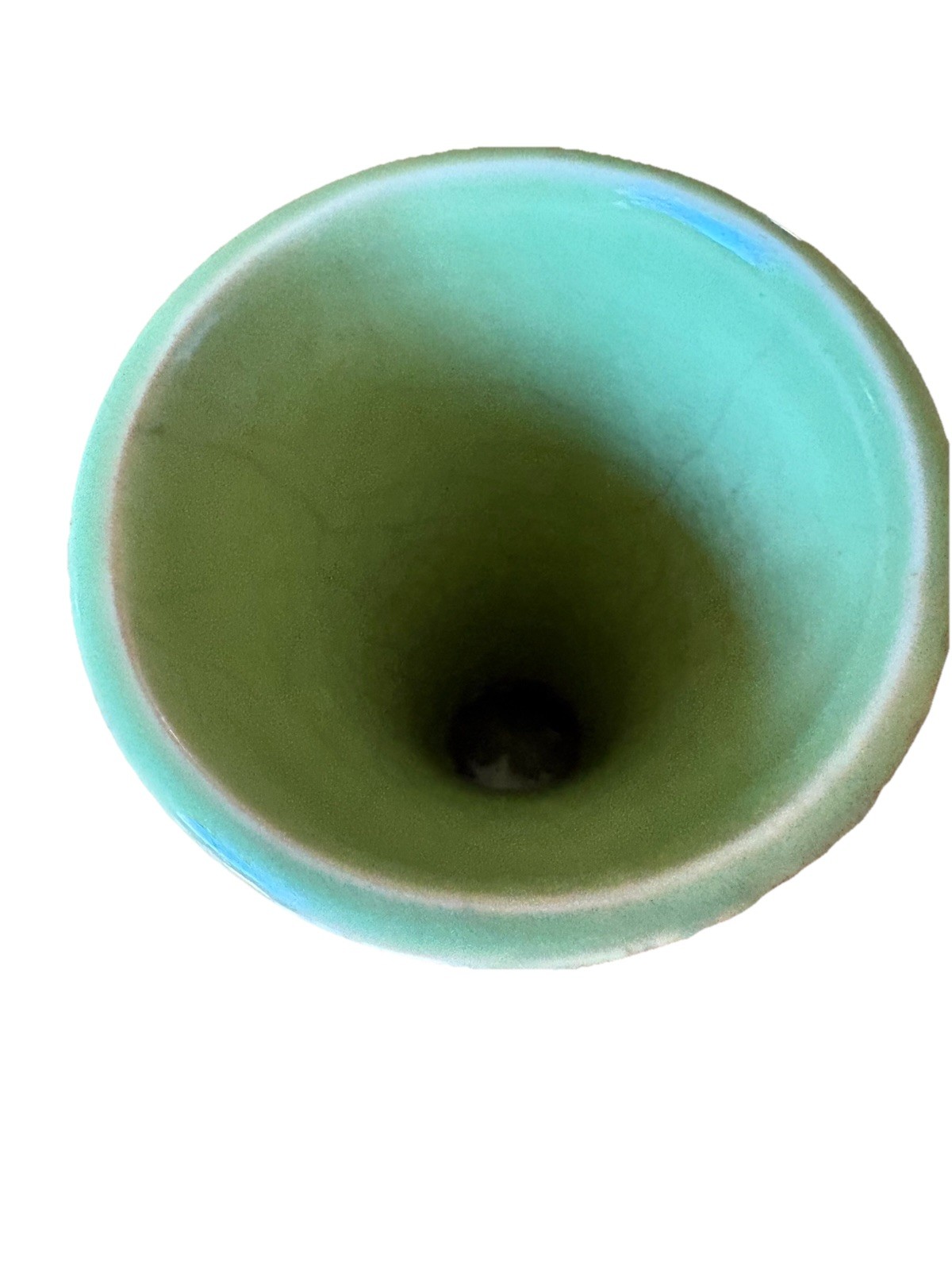 Mid Century Studio Pottery Vase Green Lava Drip Glaze 7” Organic Modern Decor