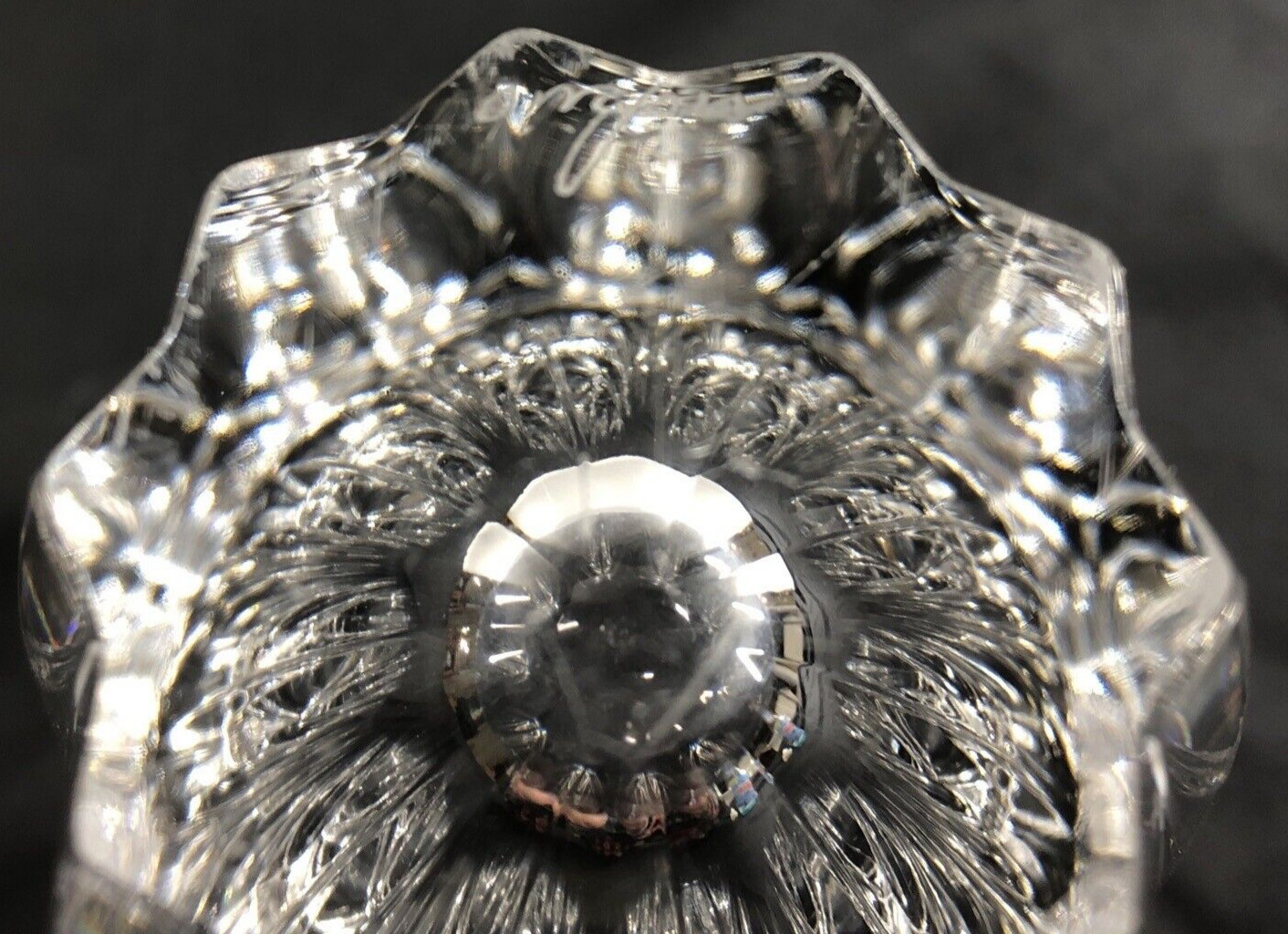 Orrefors Crystal Glass Fleur Vase 10 Point Star Sweden 5 3/4in Signed VTG