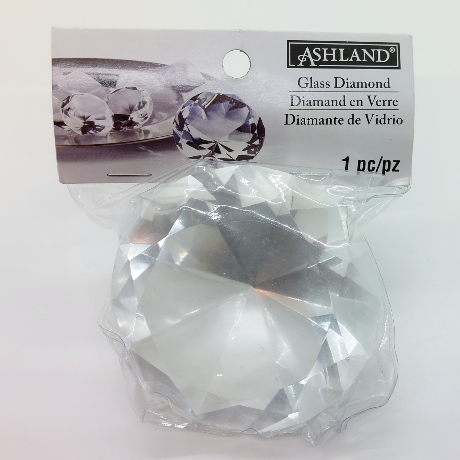 Paperweight Diamond Clear Glass 3.25in NEW