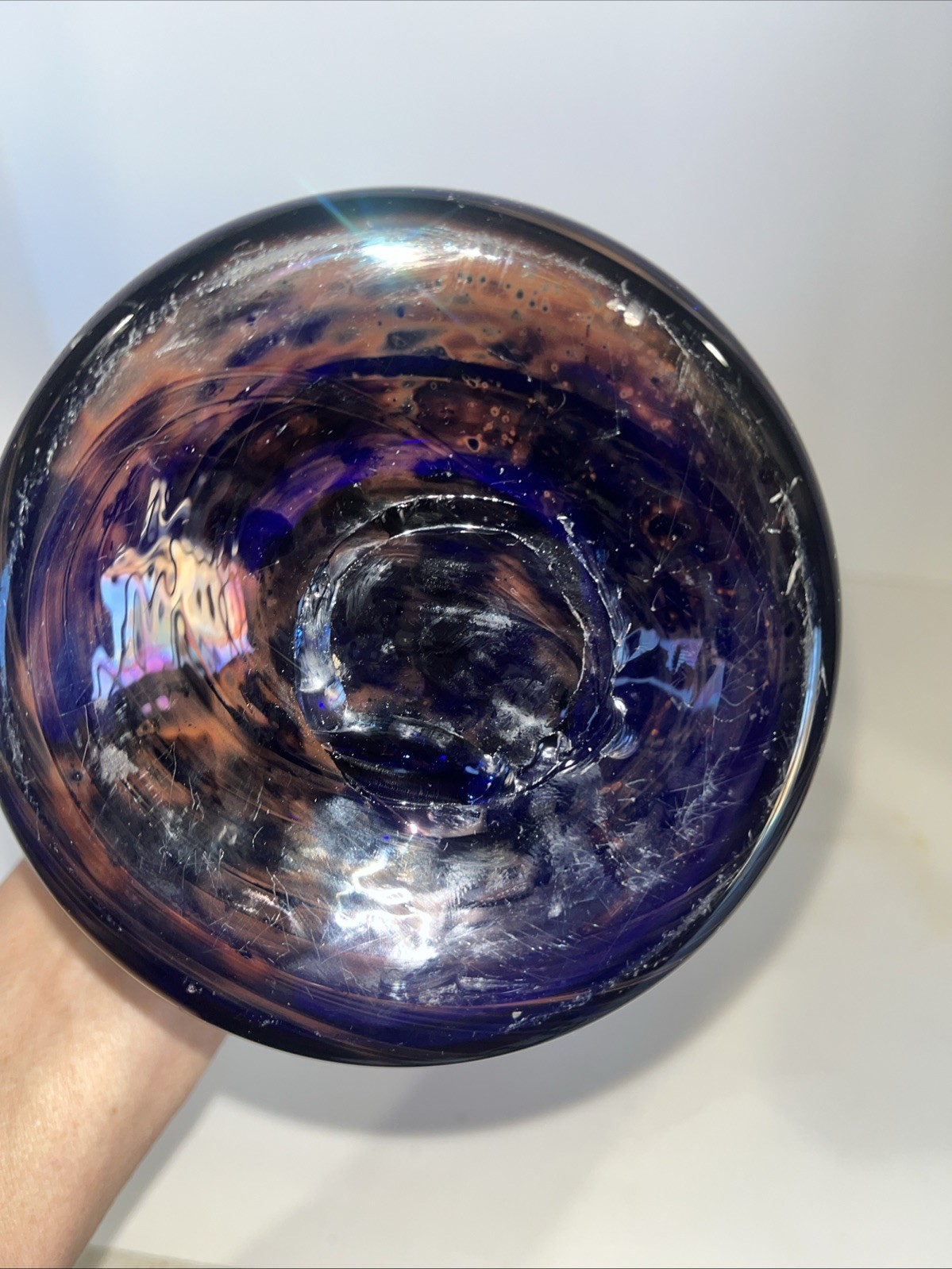 VTG Electric Purple Imperial Amethyst Carnival Glass Ripple Vase 13”Swung