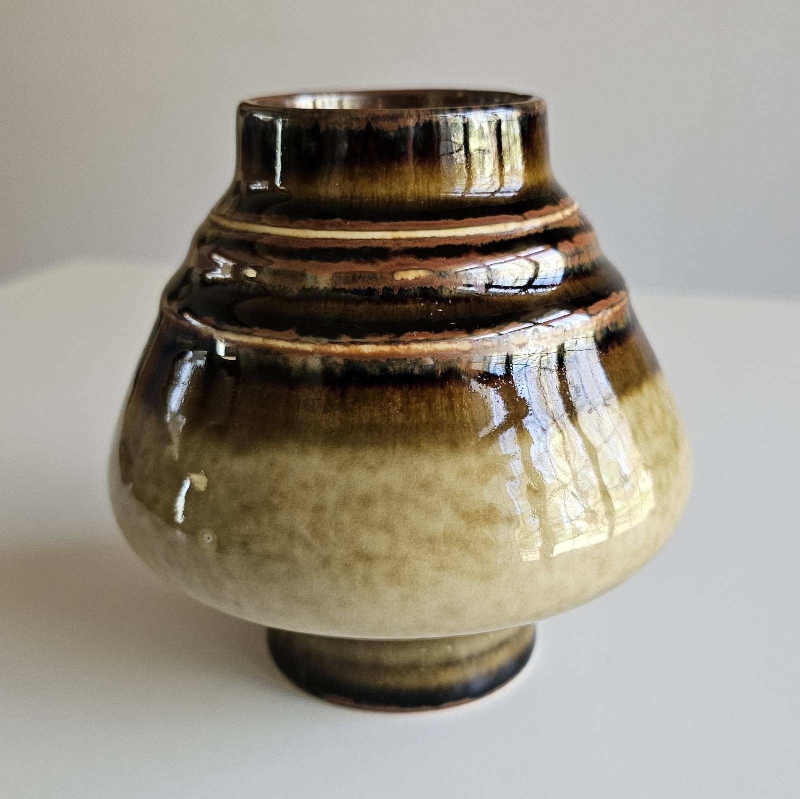 Rörstrand Sweden BAMBOO Vase Olle Alberius Mid Century Modern Art Pottery 4.5″