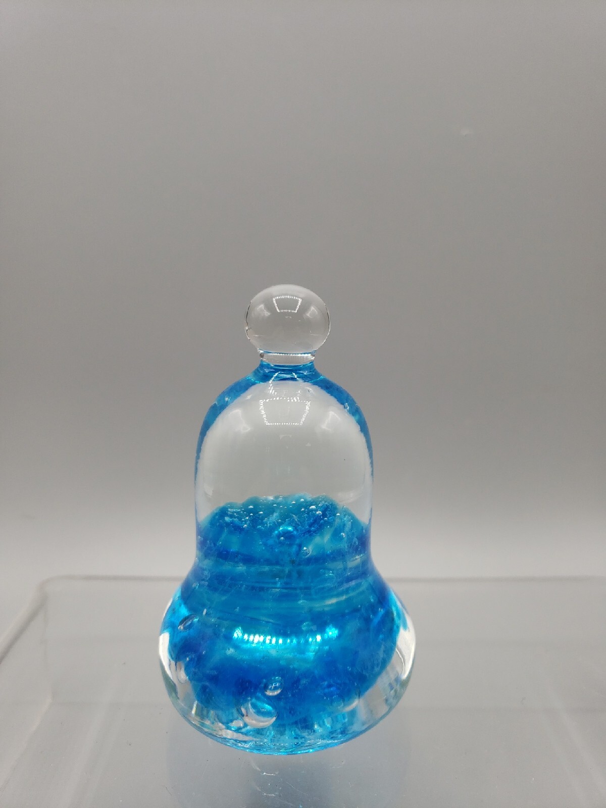 Joe Rice St. Clair Art Glass Bell Shaped Paperweight Aqua Blue Stamped