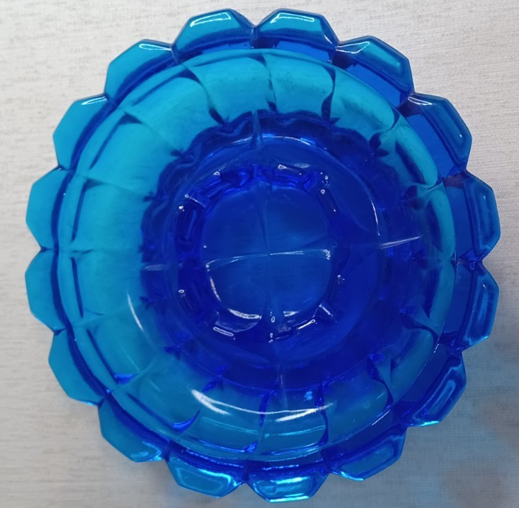 Vintage FENTON Colonial Blue Valencia Glass Ashtray/Tobacciana Over 2lbs