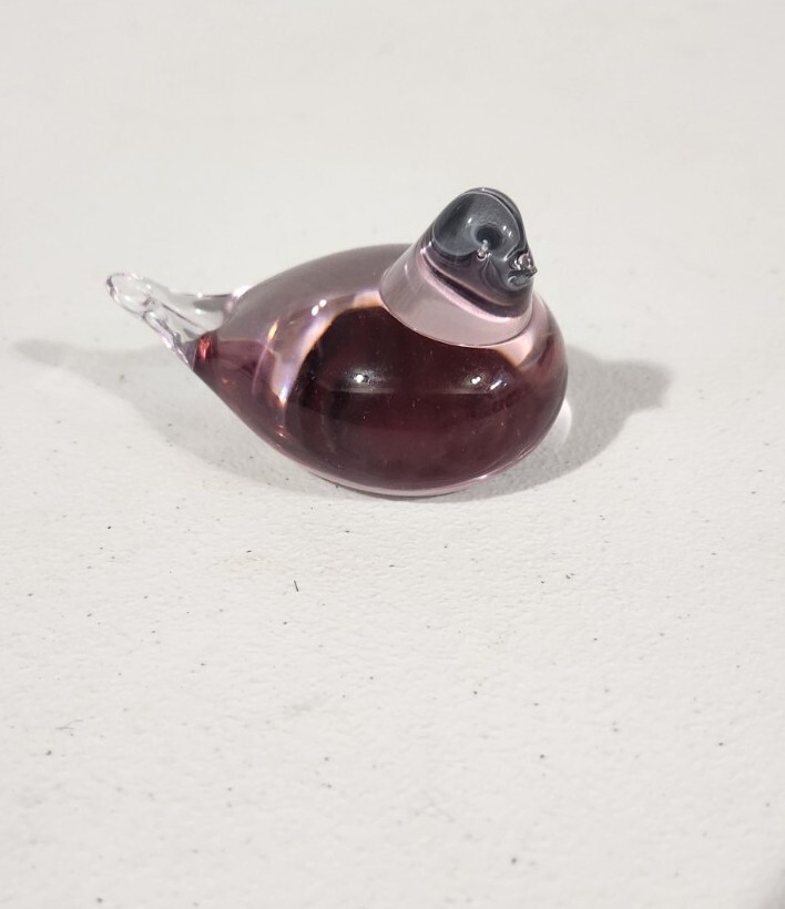 Solid Glass Bird Clear Pink Paperweight. Unbranded