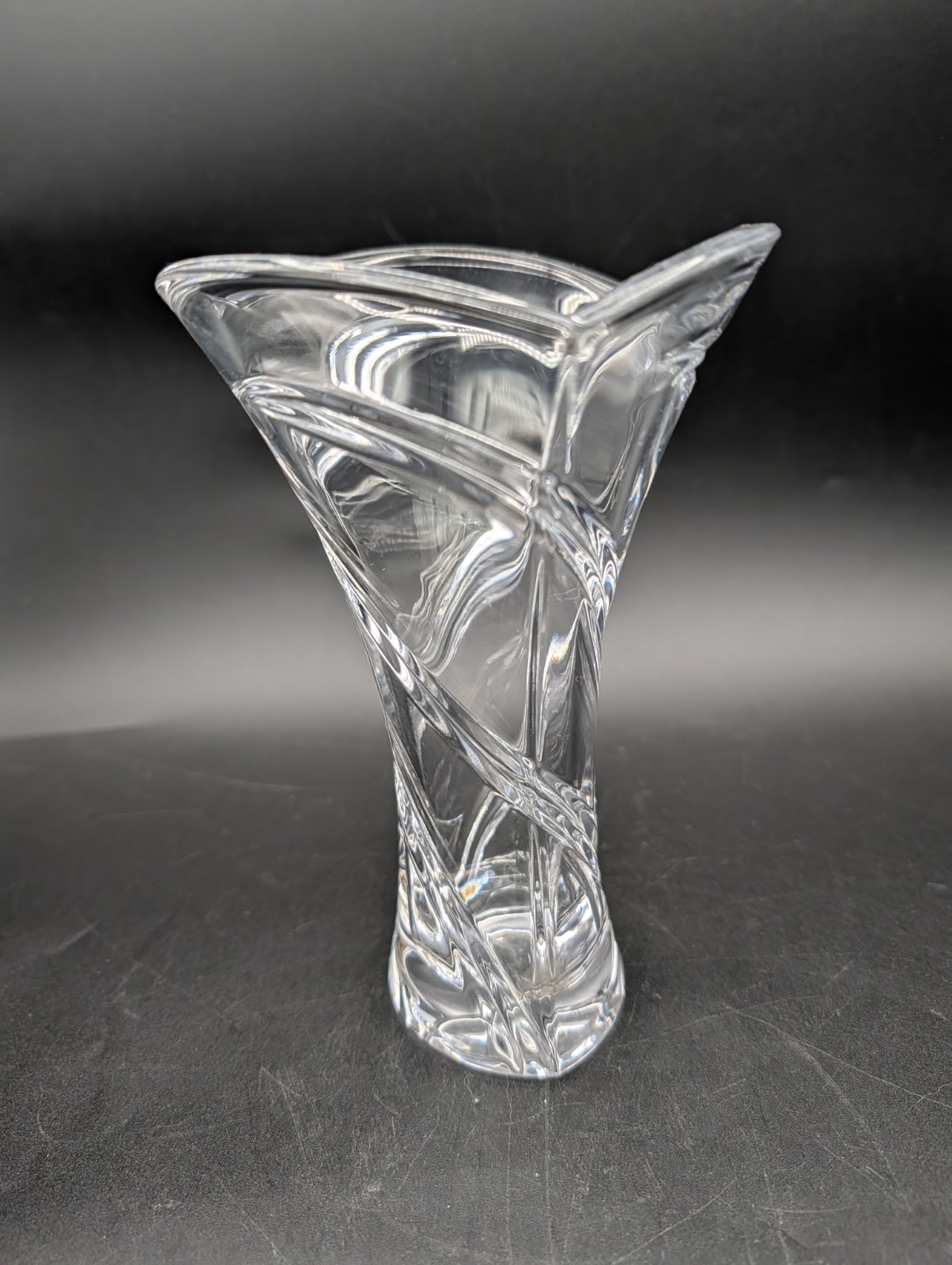 “TRILLIUM” Marquis Waterford Crystal 7″ Vase Made in Germany Acid etched WC Logo