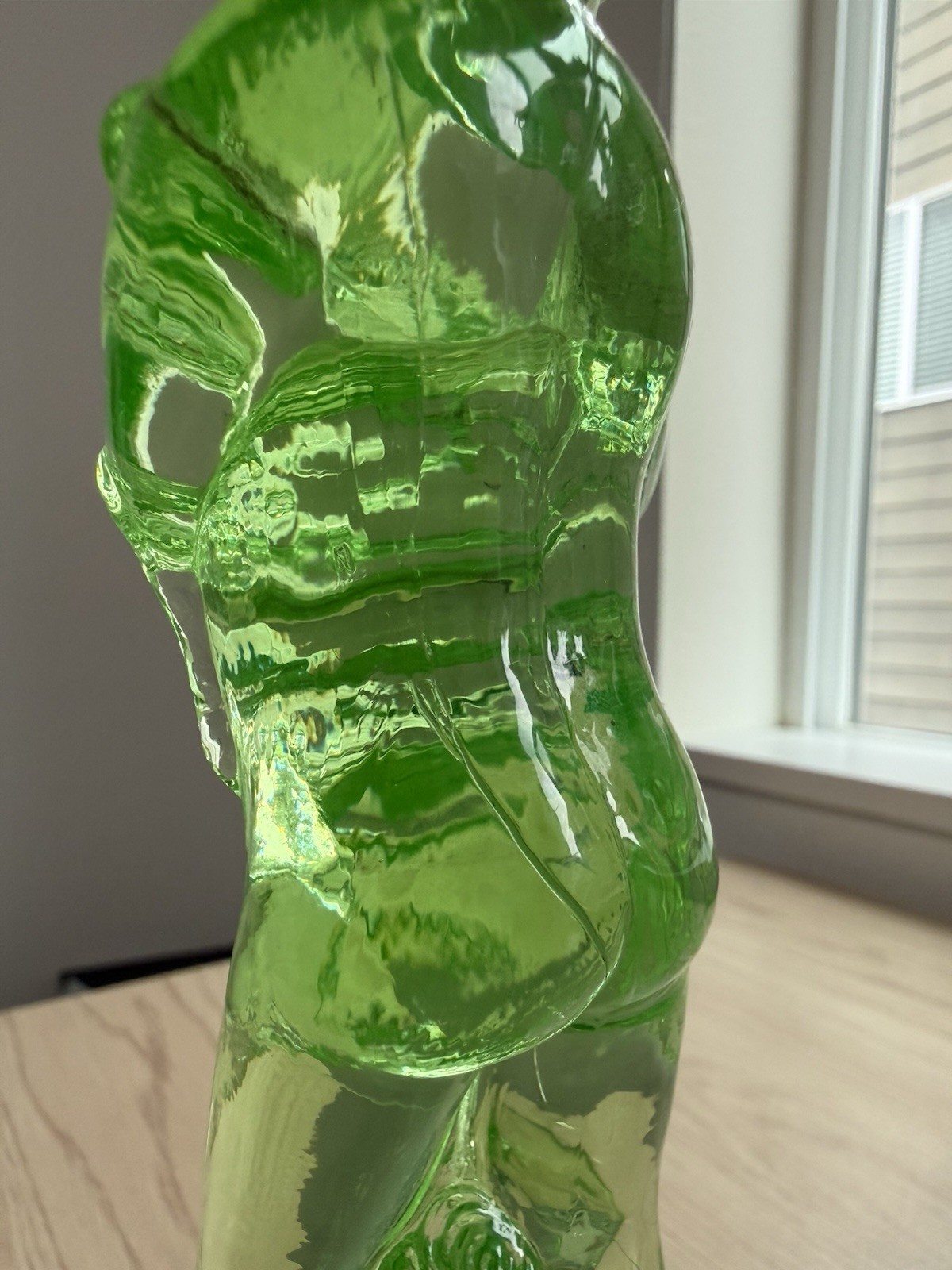 Cambridge Green Uranium Glass – Two Kid Flower Frog Boy & Goat – See Photos/read