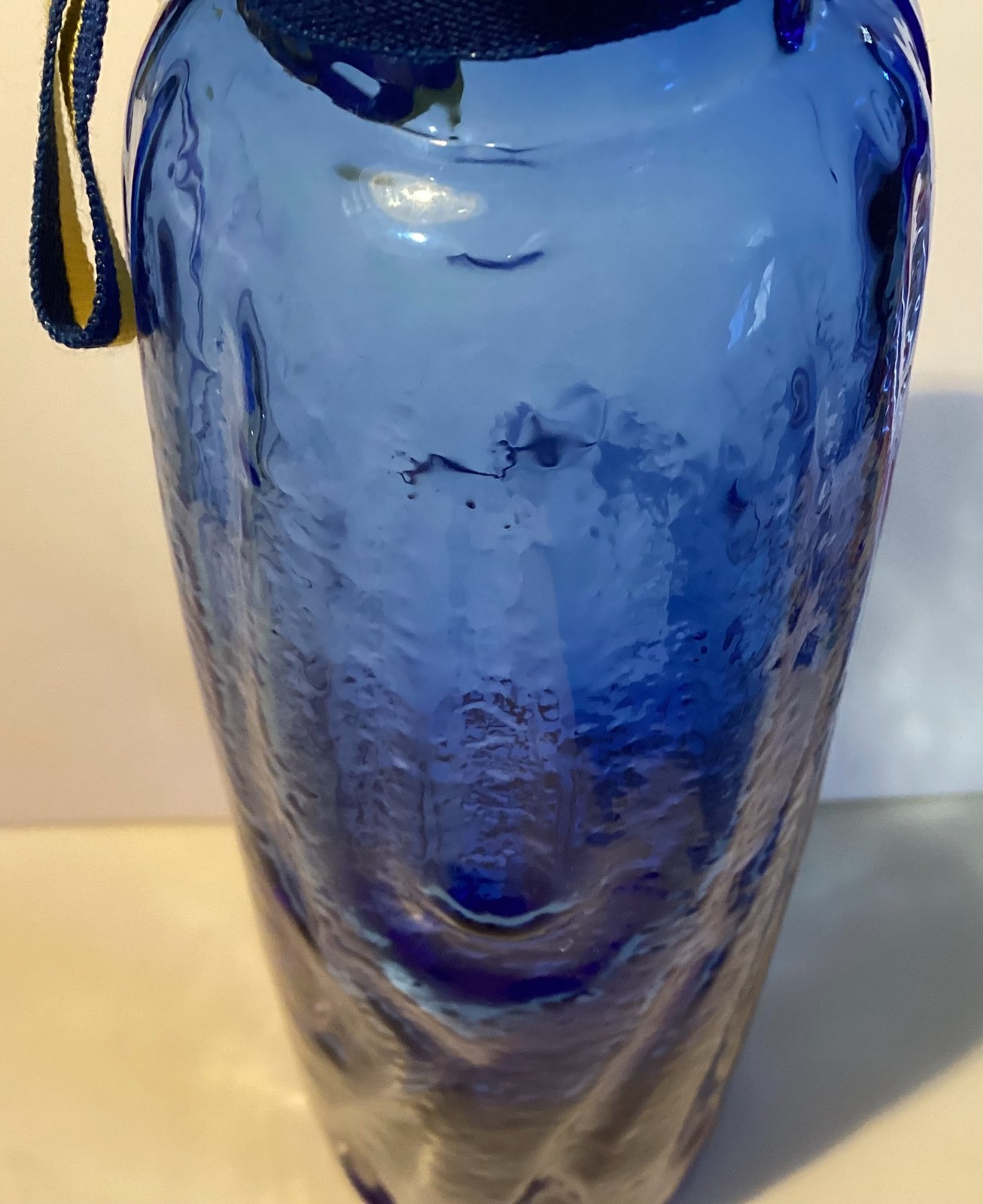 Cobalt Blue Sea Glas Bruk Kosta Sweden Vase Water Droplets by Rune Strand 9.75″
