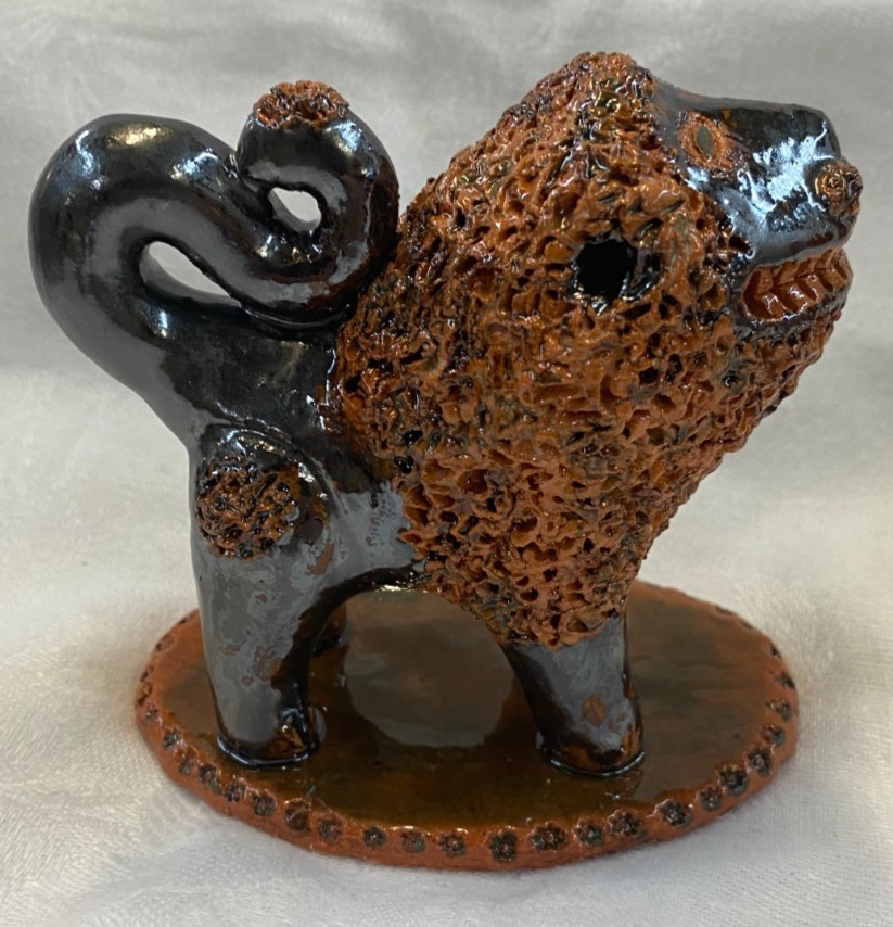 Southern Primitive Folk Art Pottery Shenandoah Style Billy Ray Hussey Lion