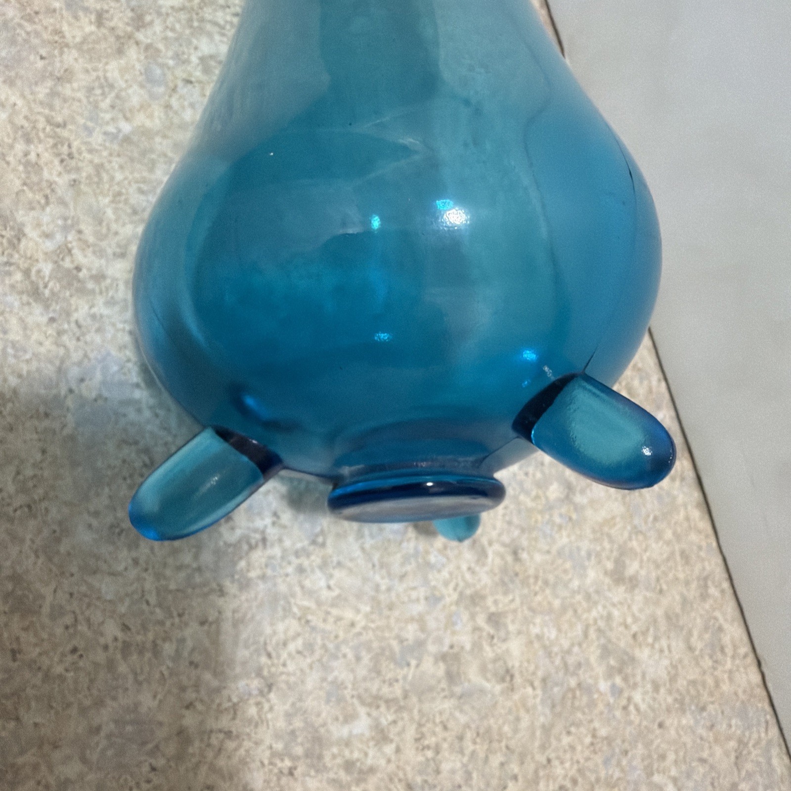 Vintage LE Smith Peacock Blue 12 (Knob) Finger Smooth Swung Vase 14” tall