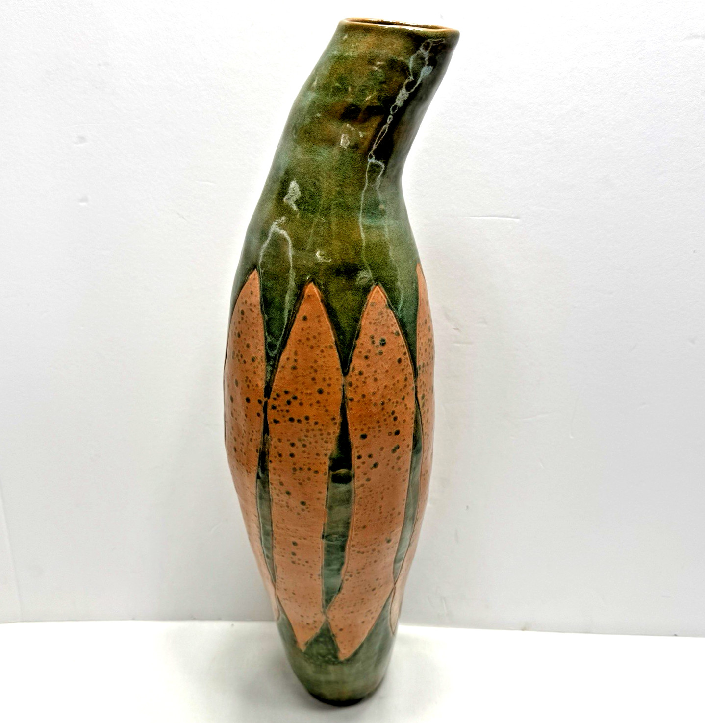 Vintage Abstract Art Mid Century 18″ Expressionism Pottery Vase Signed Scott