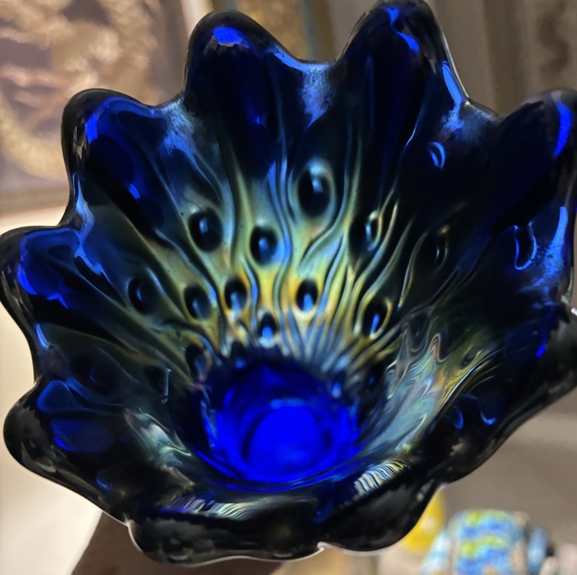 Northwood Tree Trunk Vase-Standard Size-Cobalt w/Electric Iridescent, 10.25”