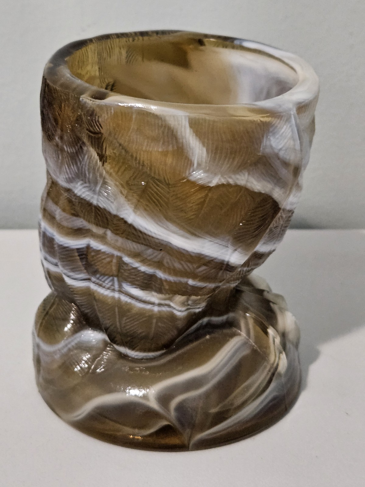 Vintage Imperial Glass Carmel Slag Owl Jar “BOTTOM ONLY”