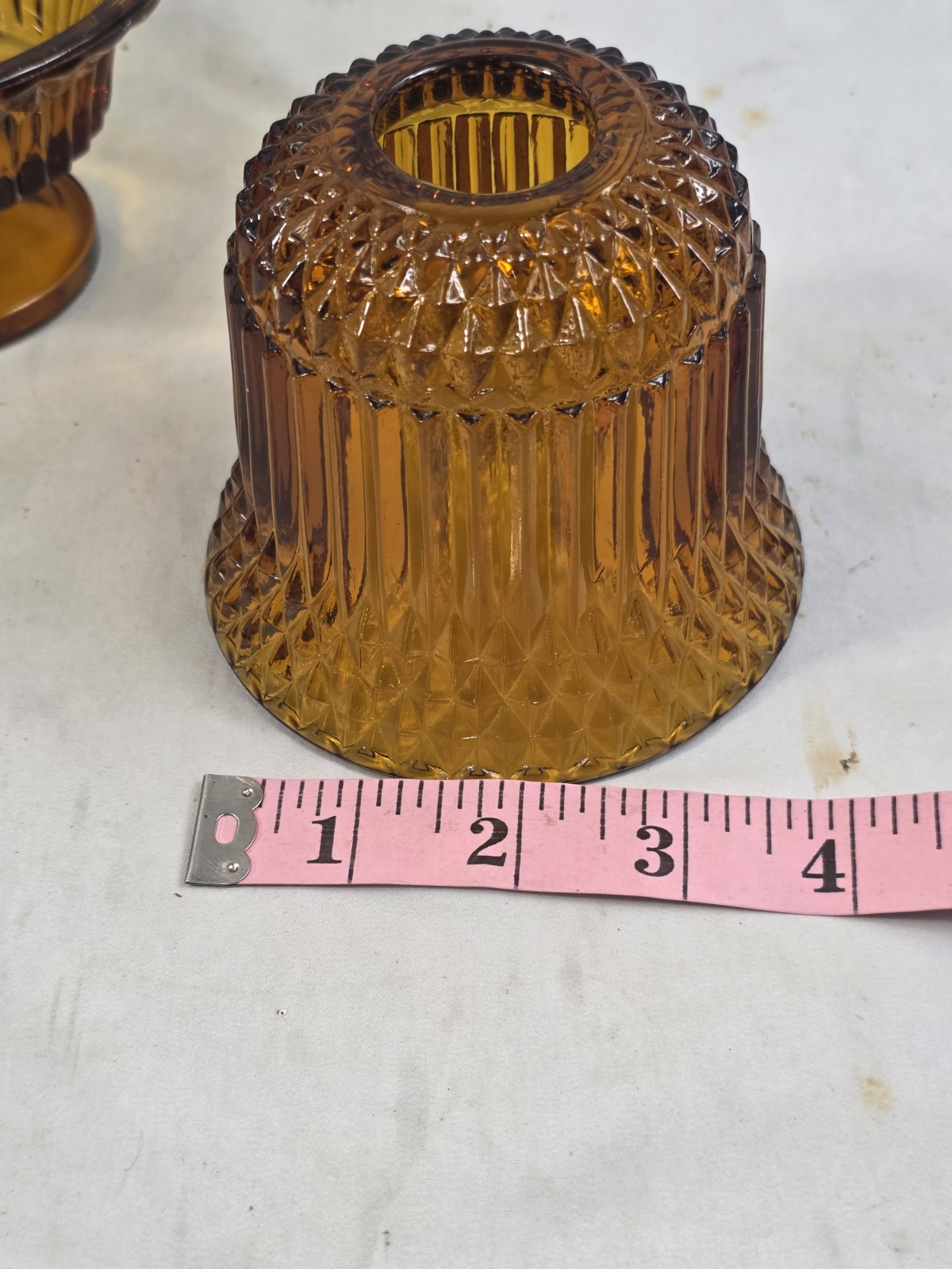 VTG MCM Indiana Glass Amber Diamond Point Fairy Lamp TOP ONLY Replacement 158