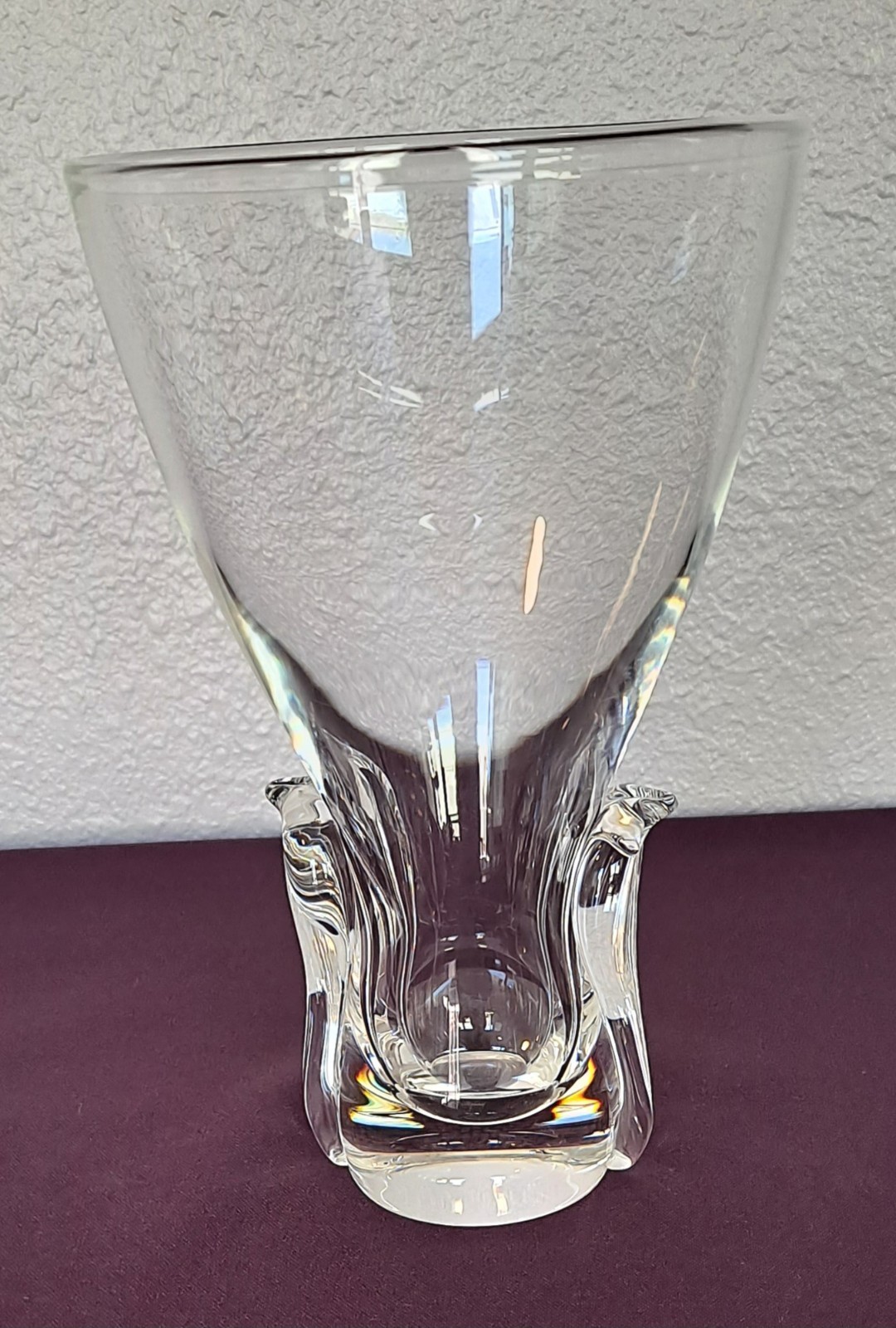Steuben Crystal 8″ Vase – Lloyd Atkins ‘Lyre’, 1962, MCM Vintage