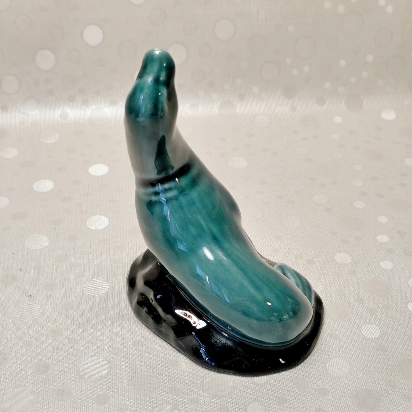 Poole Pottery Seal Figurine, Blue Teal Glaze Sea Lion, Mid Century Modern Art