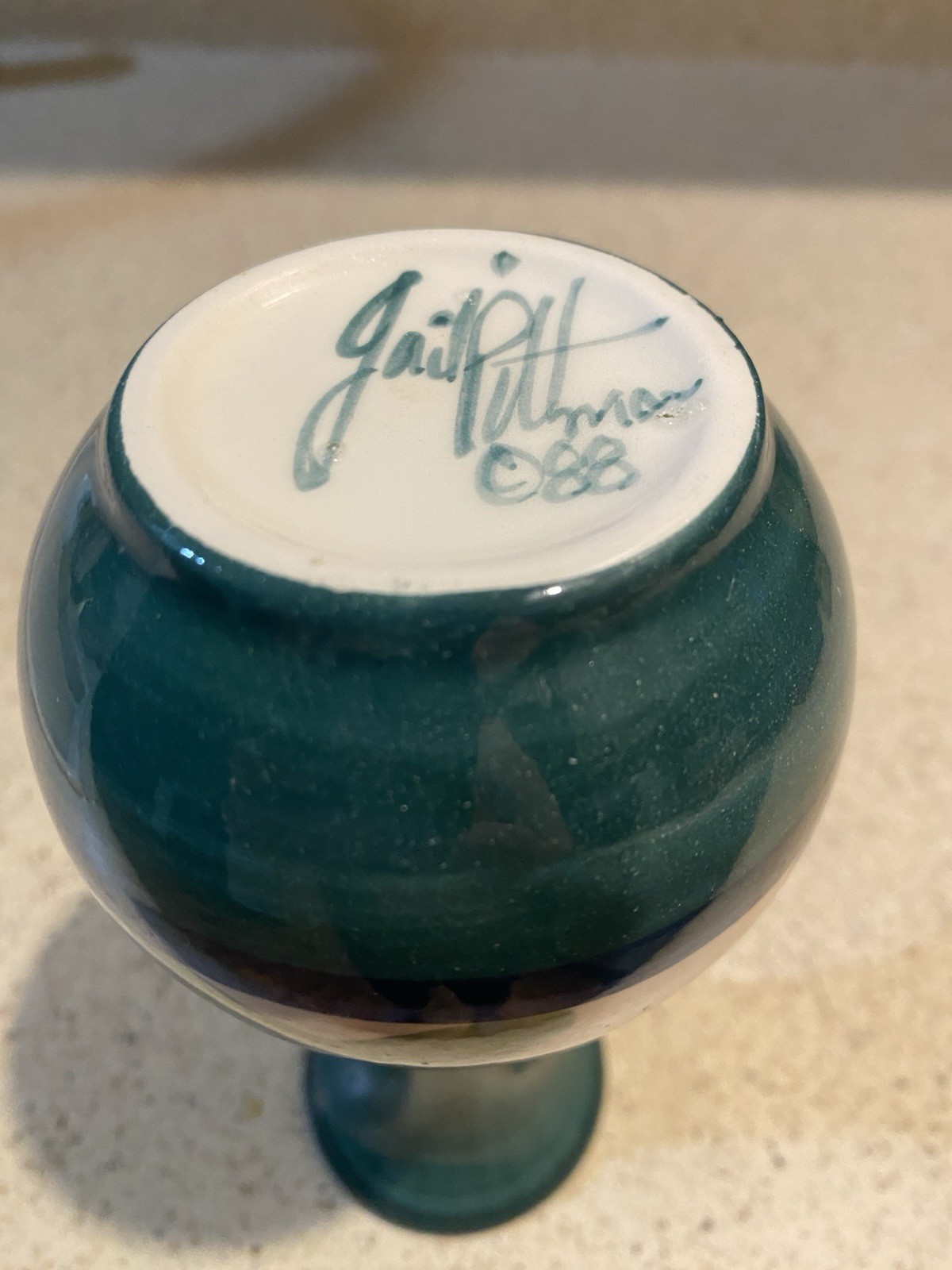Vintage Gail Pittman Ceramic Bud Vase in the “Grapevine” Pattern Signed 1988