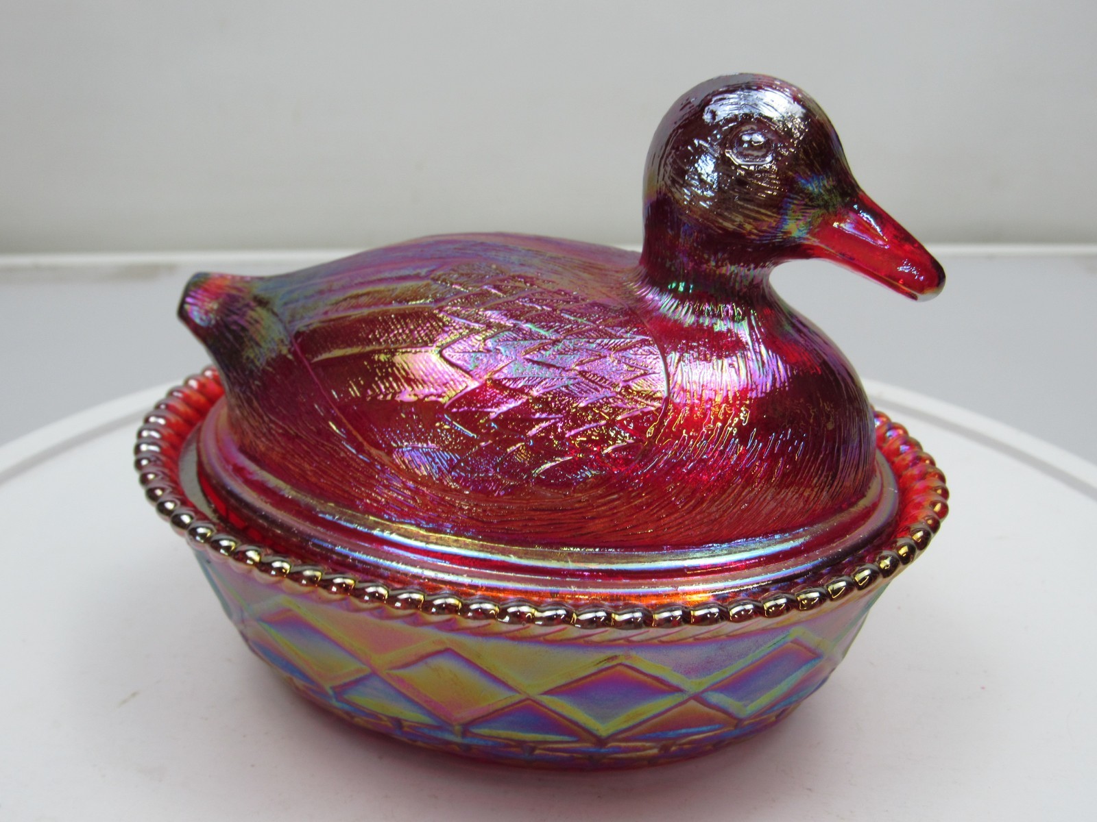 Westmoreland DUCK ON NEST Red Carnival Glass Limited Edition Levay 87/1000 1983