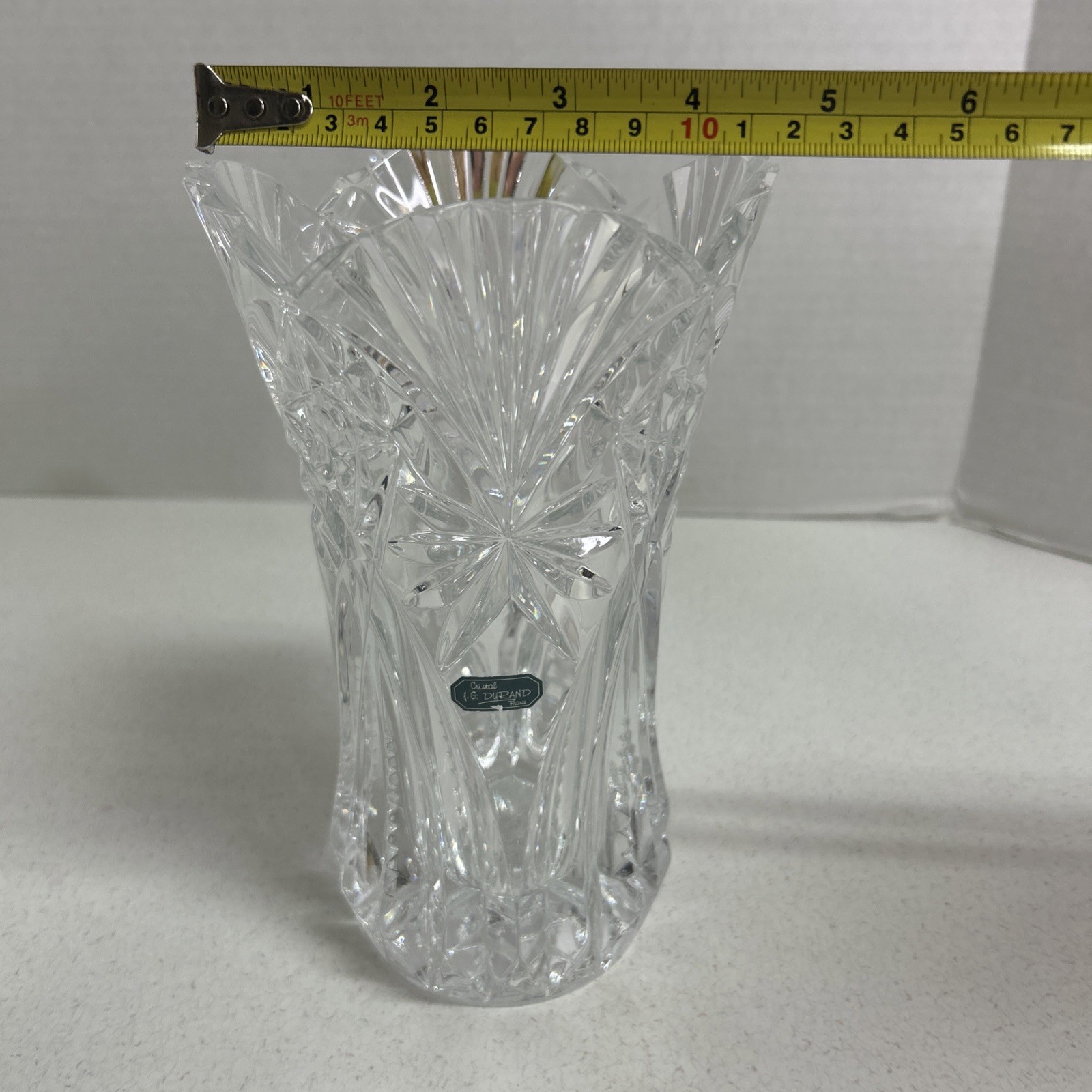 JG Durand Cut Lead Crystal Vase France Beautiful Heavy Vase
