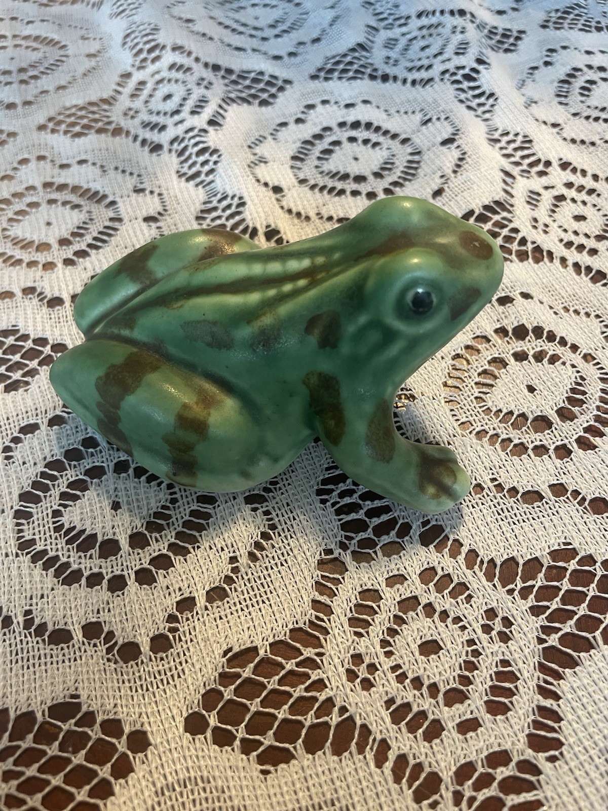 Vintage McCoy Style Art Pottery Frog Figurine Statue Hand Painted Garden