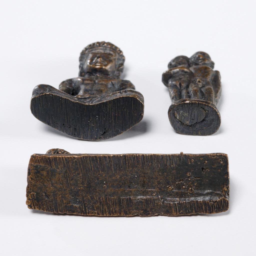 Bronze Miniature Buddha Kanha Jali Buddhism Alter Charm Statue Amulet 3pc Lot