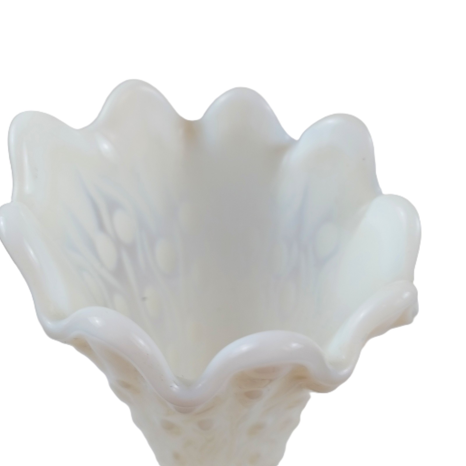 Northwood White Opalescent Tree Trunk Swung Vase Curvy Lines Tadpoles 1909-1916