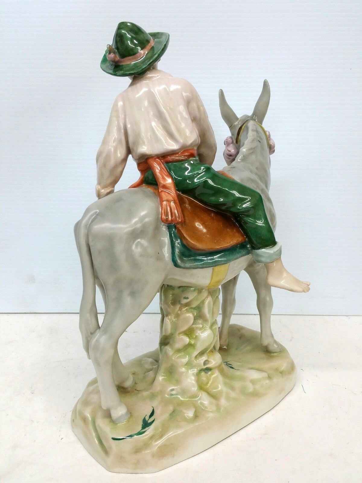 Czechoslovakia Porcelain Figurine Statue Donkey W/ Male Rider