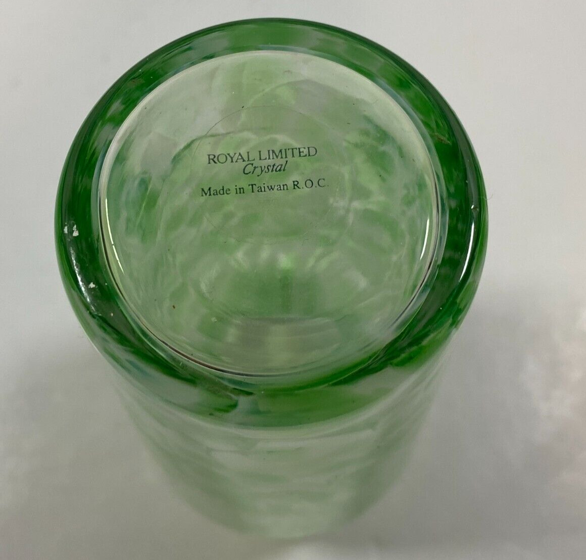Vintage 1995 Royal Limited Crystal Green & White Vase