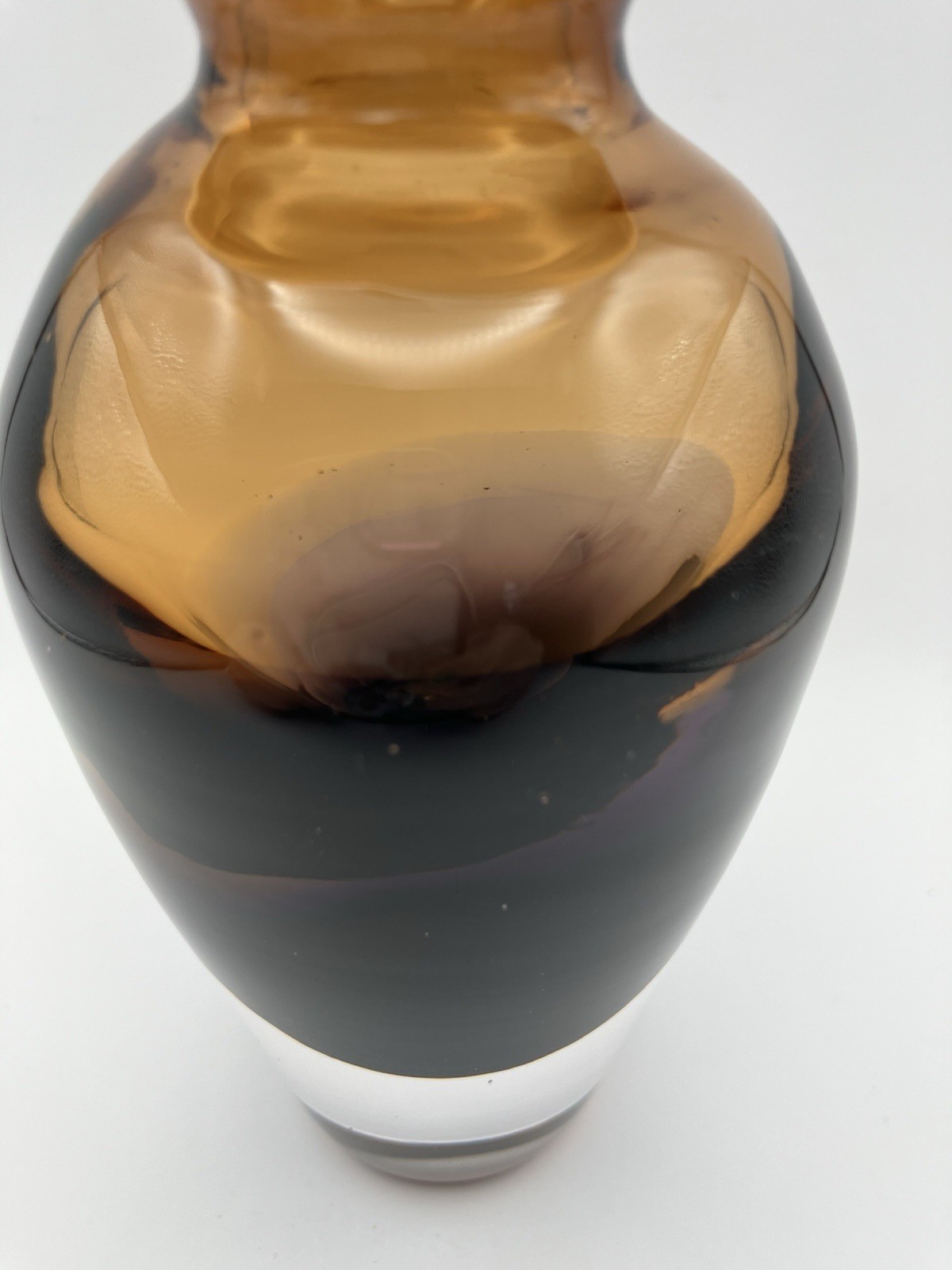 MCM Summerso Hand Blown Fine Art Small Glass Vase Amber Fades To Amethyst 5”