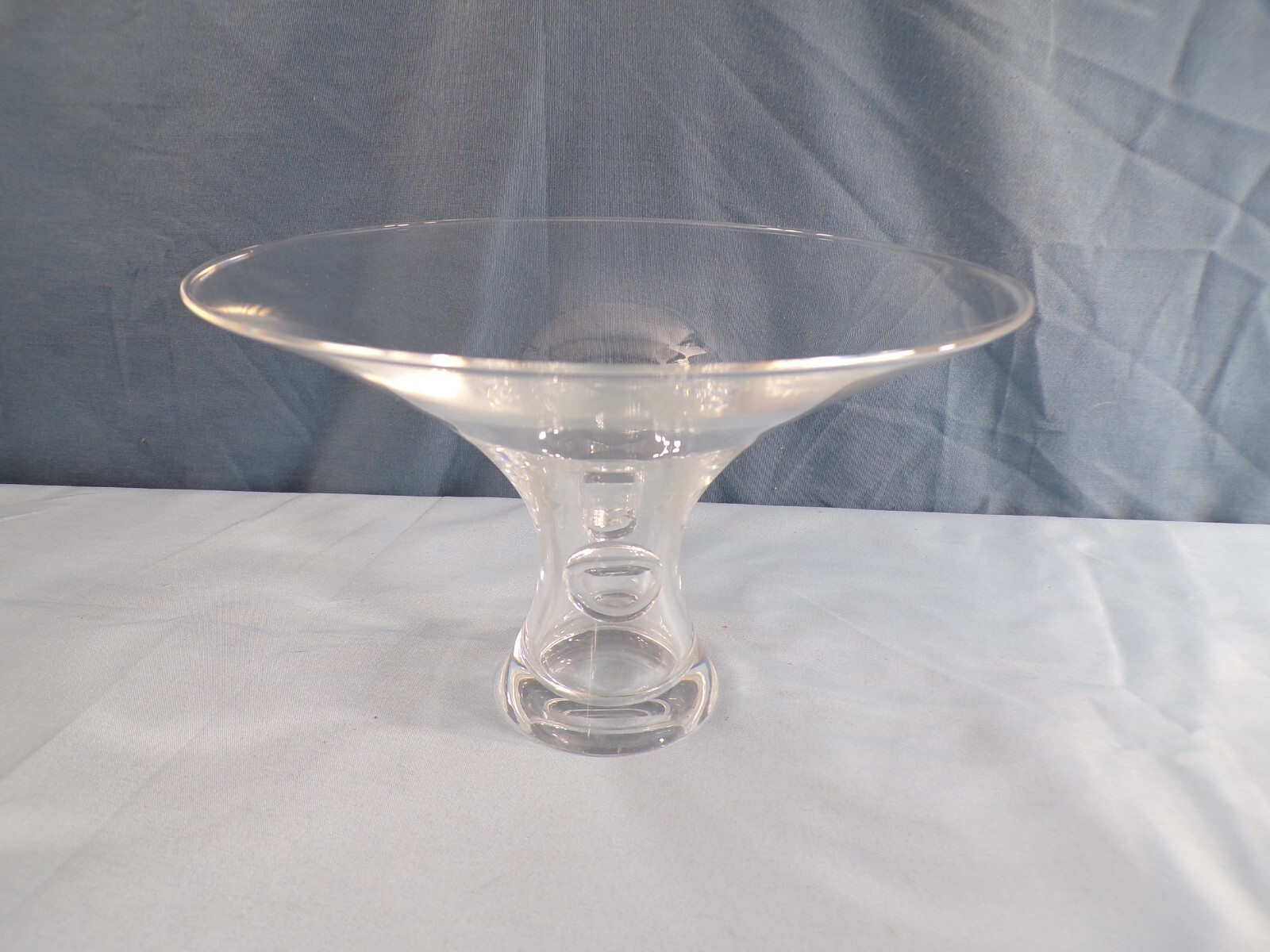 Steuben Signed Clear Glass Flared Vase 7 3/8″ Wide
