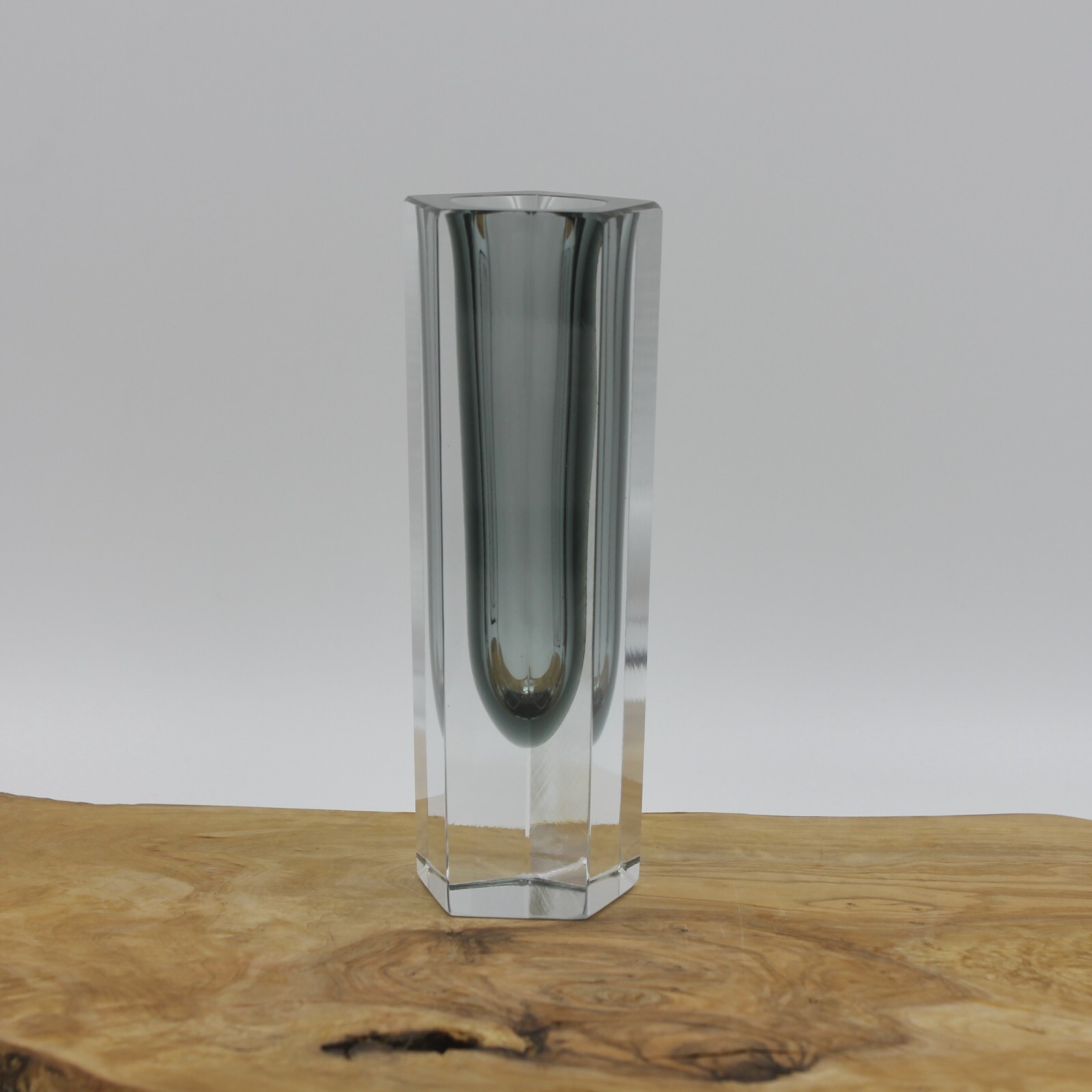 Vintage Mandruzzato Murano Sommerso Gray/Clear Bud Vase