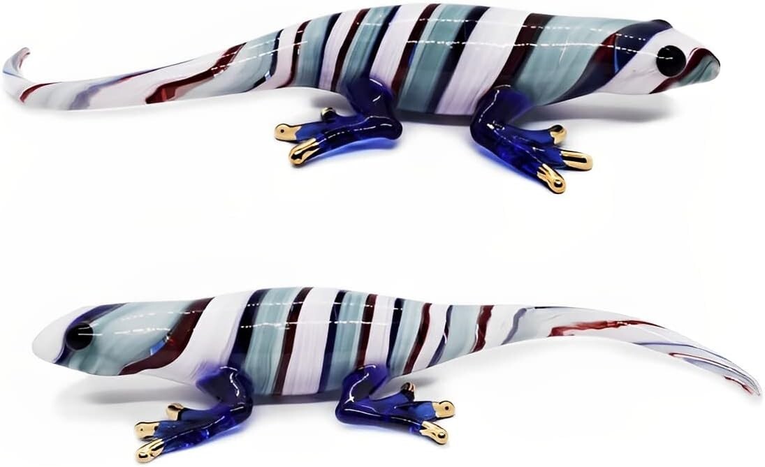 House Lizard Gecko Hand Blown Glass Fancy Animal Figurine Collectibles Art Decor