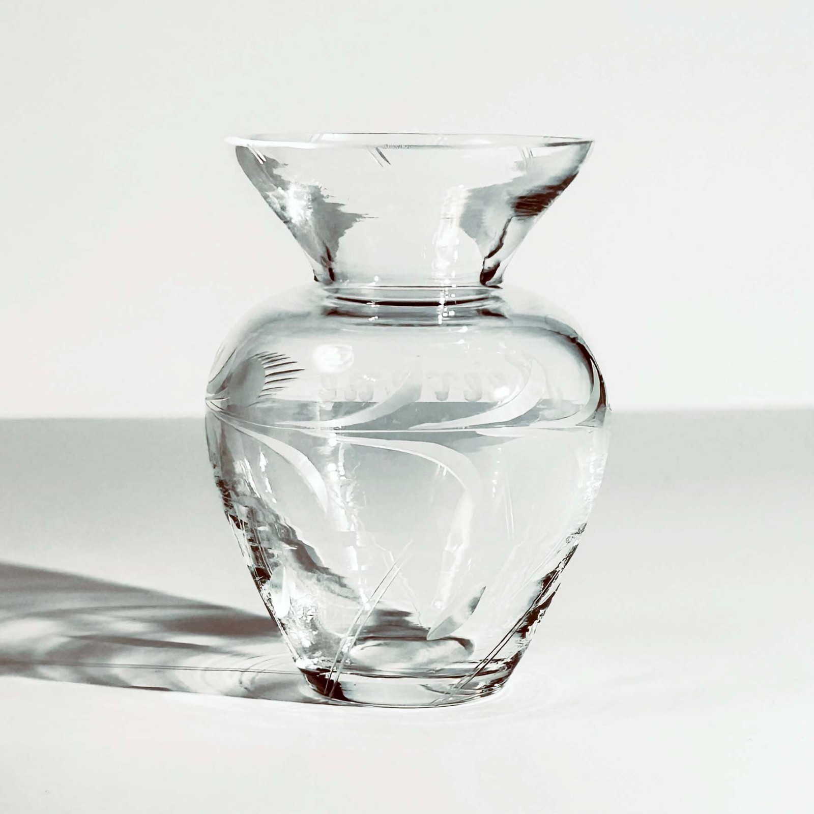 Bleikristall Bud Vase Lead Crystal Floral Etched Made in Germany 3.5″ tall