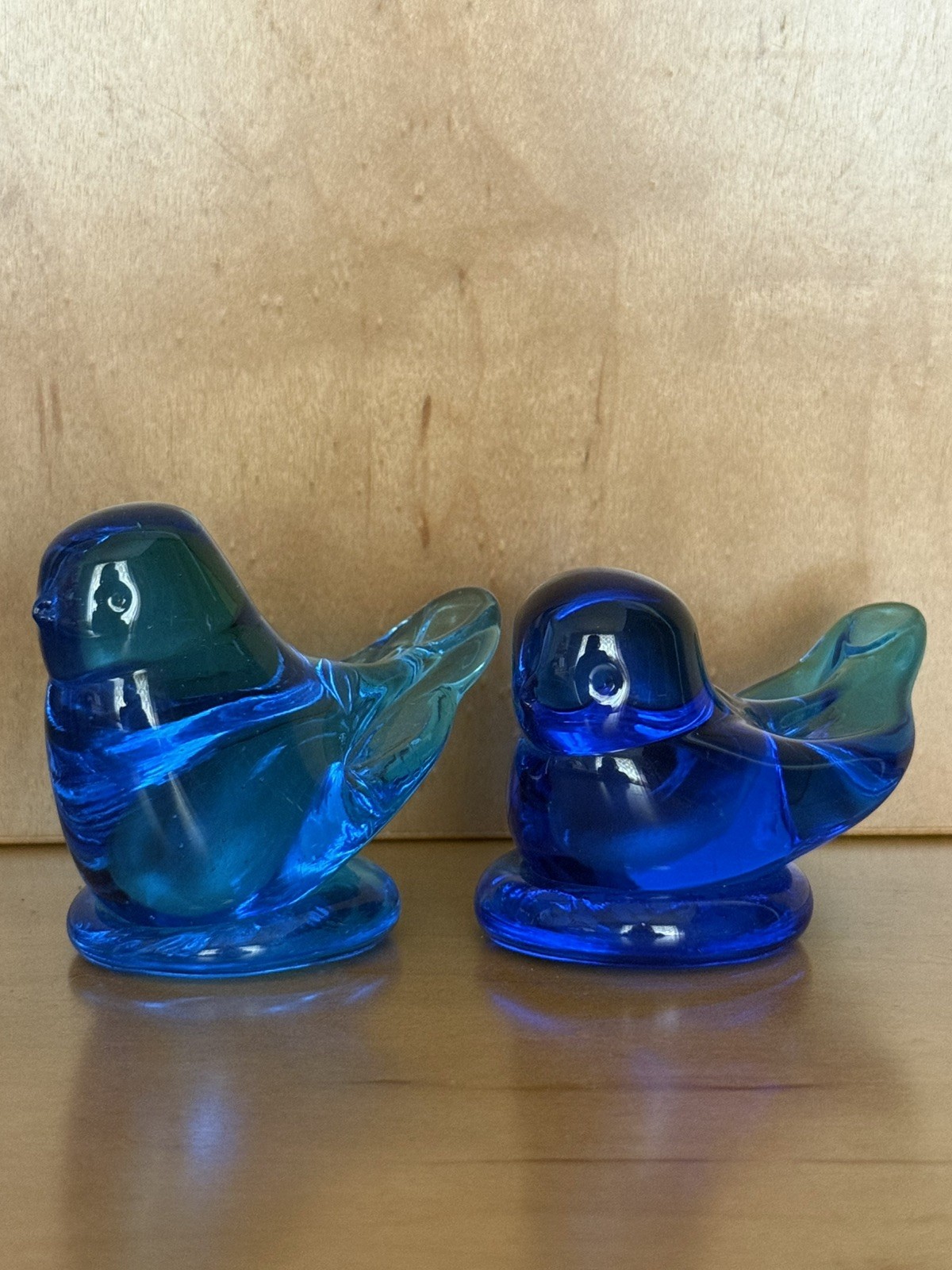Vintage Blue Birds Of Happiness Cobalt Blue Signed Leo Ward 1996 & 2006 Set Of 2