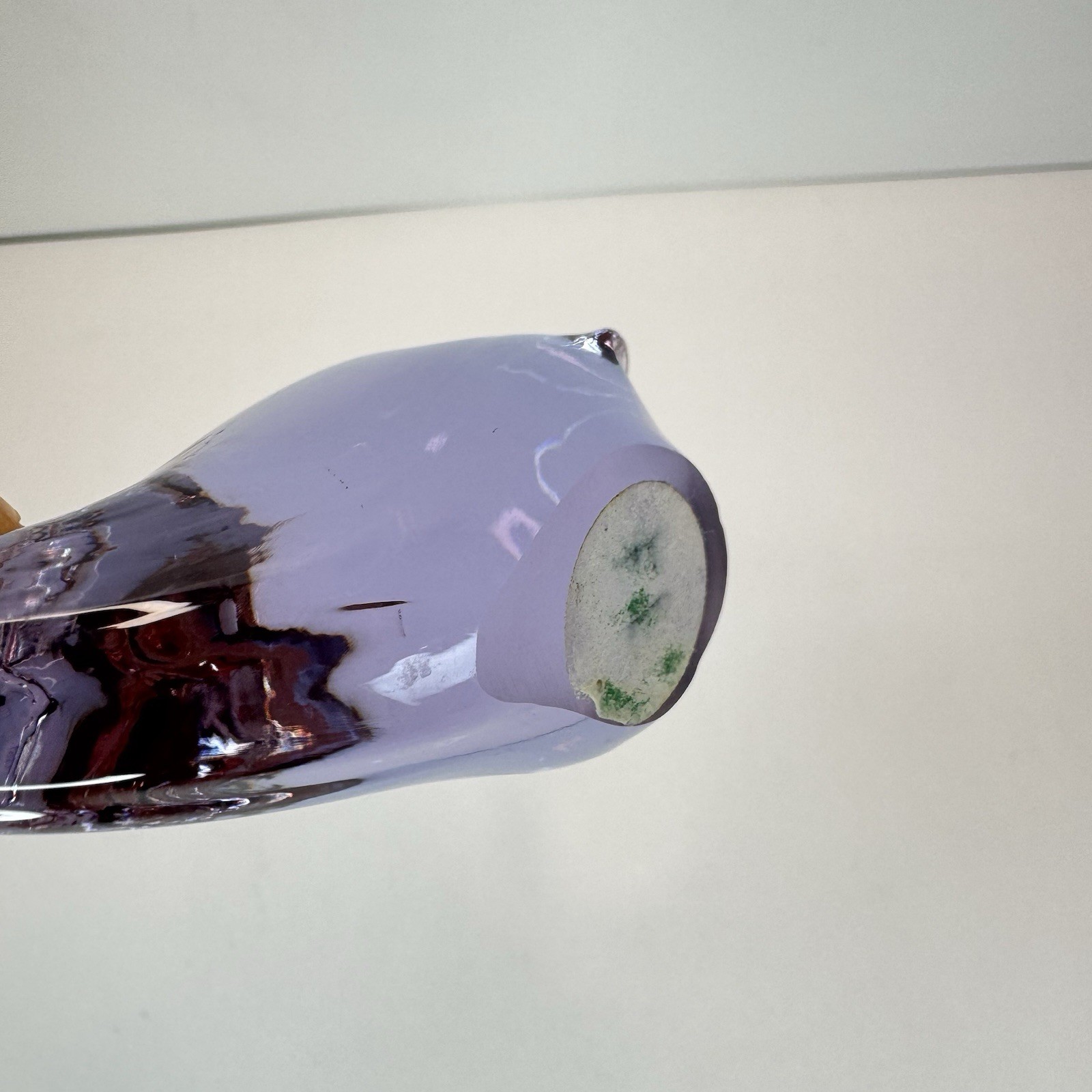 Purple Glass Whale Figurine Paperweight 3.25”x 3.3” Maybe Murano?