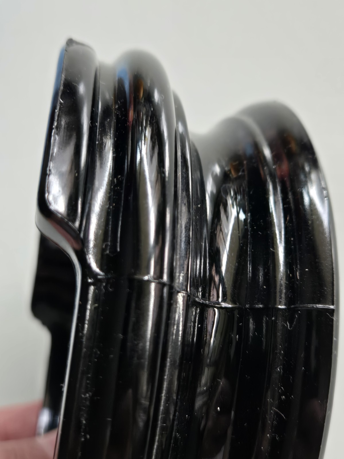 Black Amethyst Glass Display Stand Base Art Deco Vintage 4″