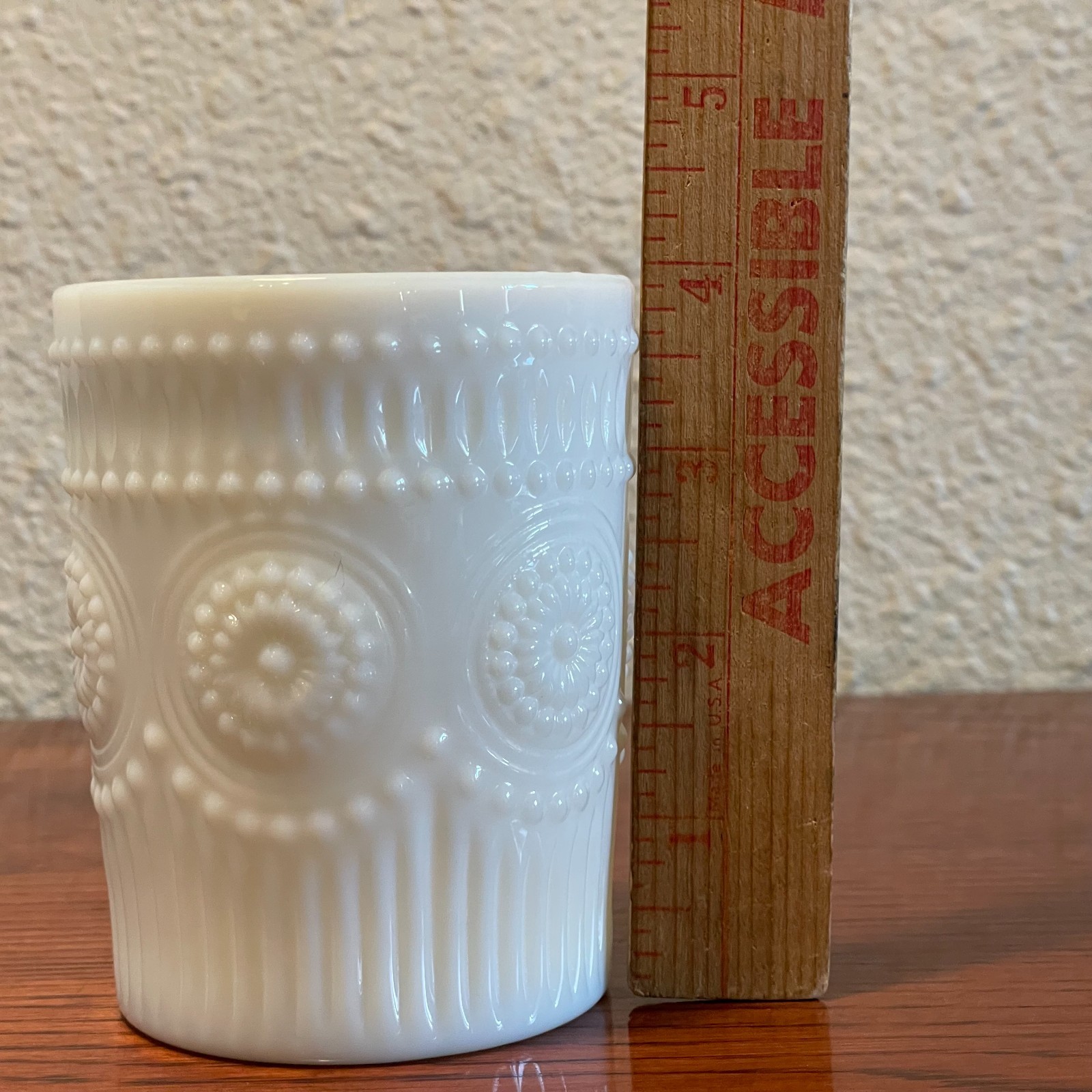 Traditional White Milk Glass Hobnail Style Jar Vase Cottagecore Bathroom Decor