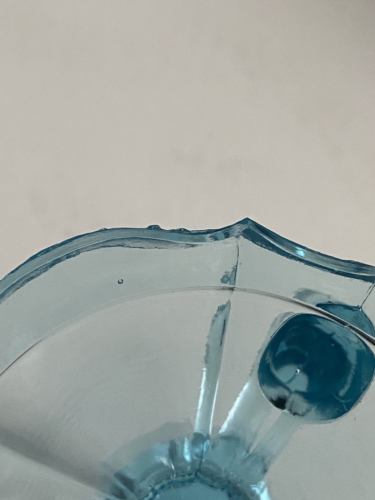 Small blue glass uranium UV glow chamber style candlestick holders