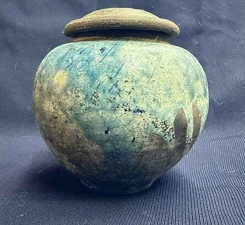 Vintage Lidded Raku Ginger Jar Style, Signed
