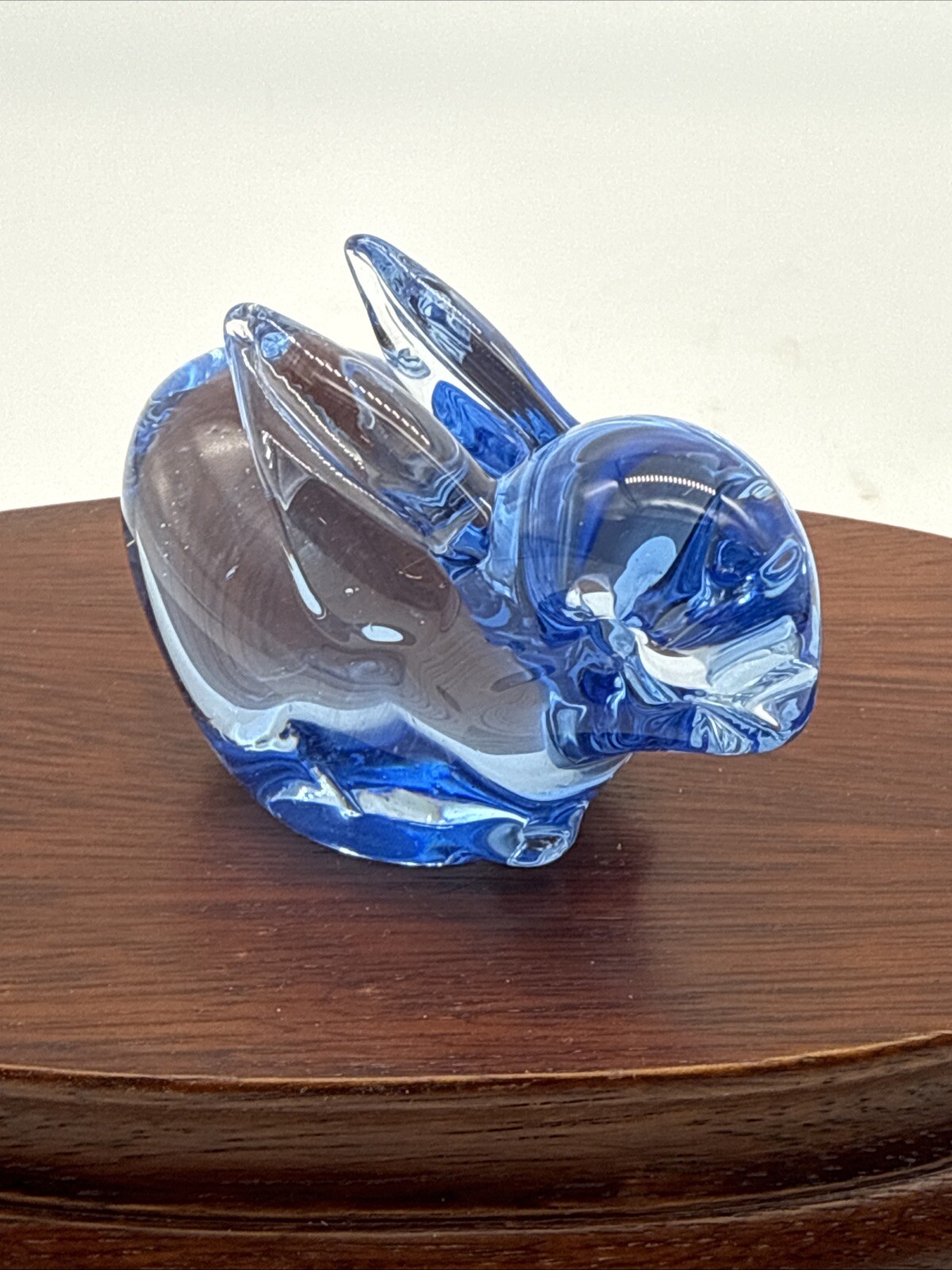 US Commemorative Fine Art Gallery COBALT BLUE Glass BUNNY 3” Paper Weight