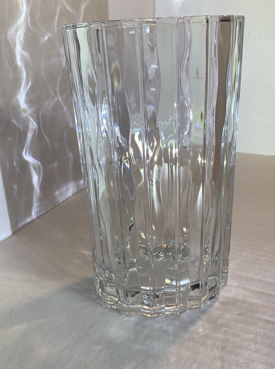 Vintage 90’s Waterford Marquis Crystal Heavy Large Vase Wavy Oval 8.5″