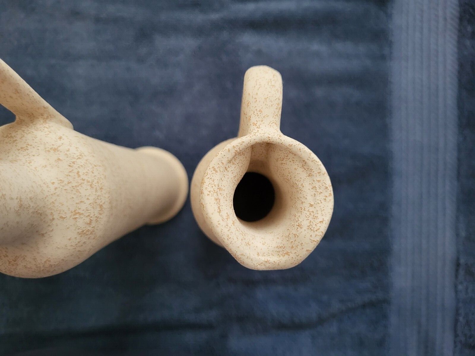 Hand Made and Texture Painted Set of 3 Beige Vases 13, 11.5, and 9 Inches