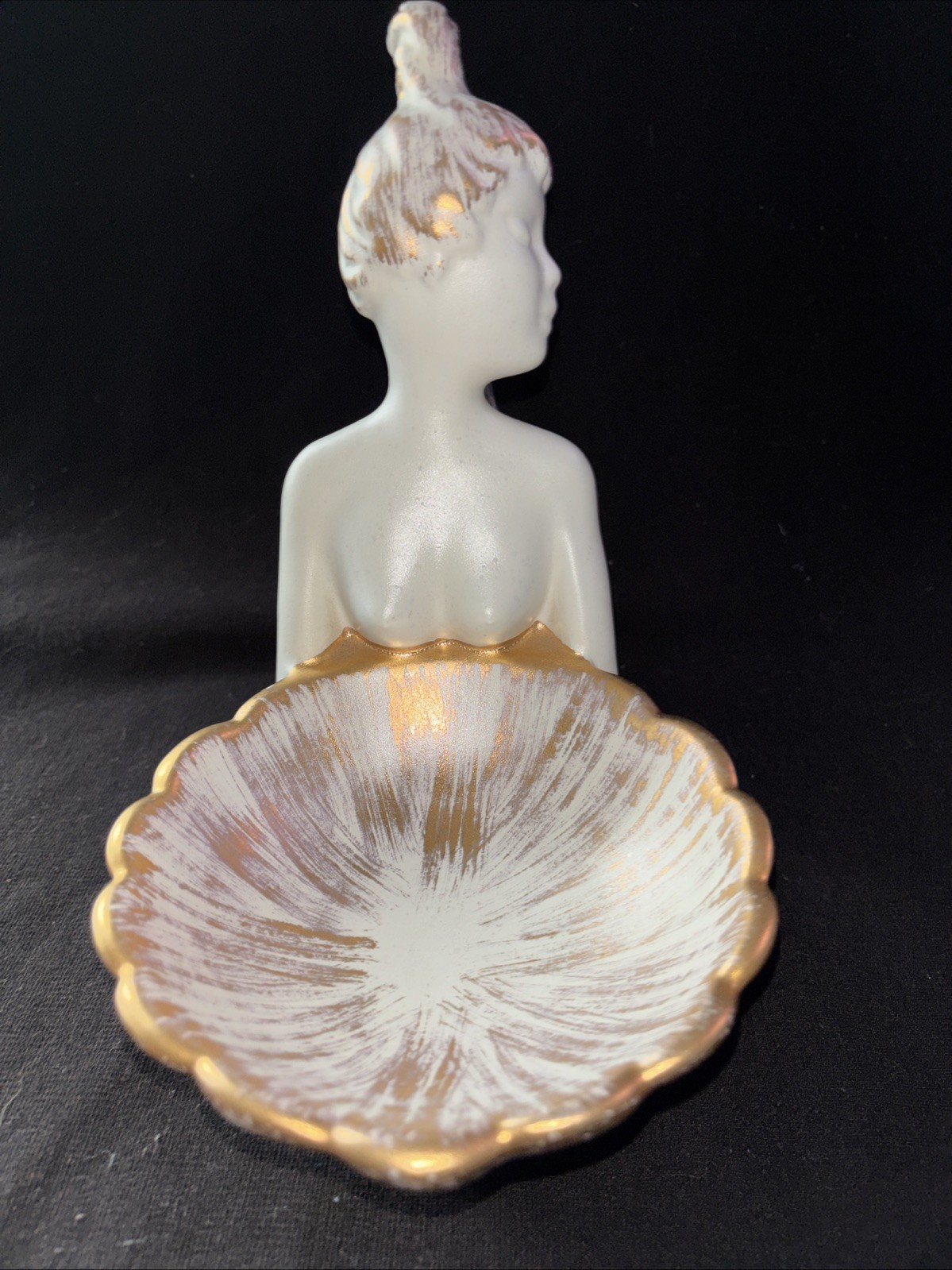Mid Century Modern Royal Haeger 514 Mermaid Centerpiece Console Bowl 22k Gold