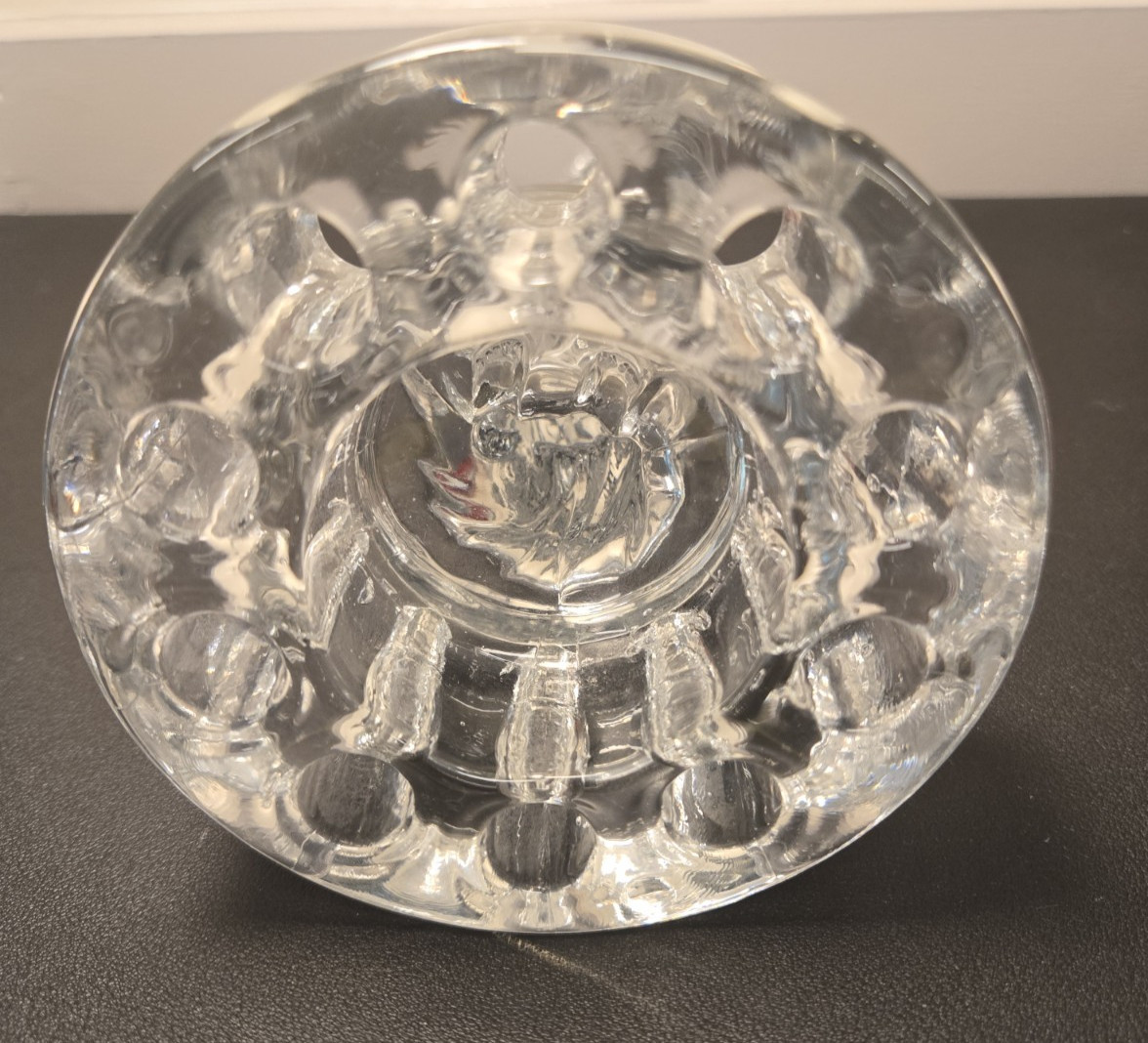 CAMBRIDGE GLASS “DRAPED LADY” FLOWER FROG 10 HOLE 8 1/2″ TALL 4″ FOOTED BASE