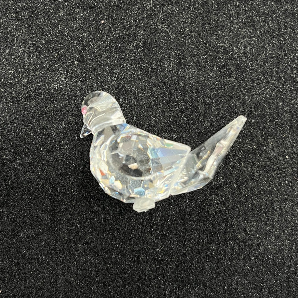 Swarovski Crystal Turtle Dove Bird Figurine Pink Eyes & Fan Tail 191696 EUC 7605