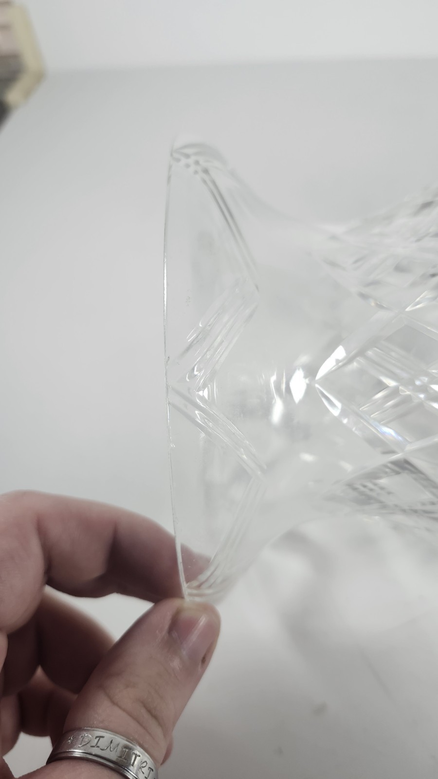Large 10 3/4″ Cut Glass Crystal Vase Clear Floral Etched Starburst VTG Stunning!