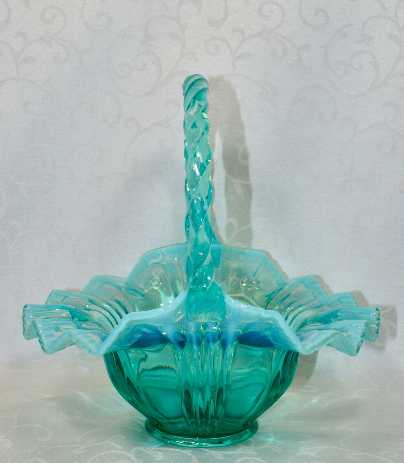 Fenton, Basket, Robins Egg Blue Glass.