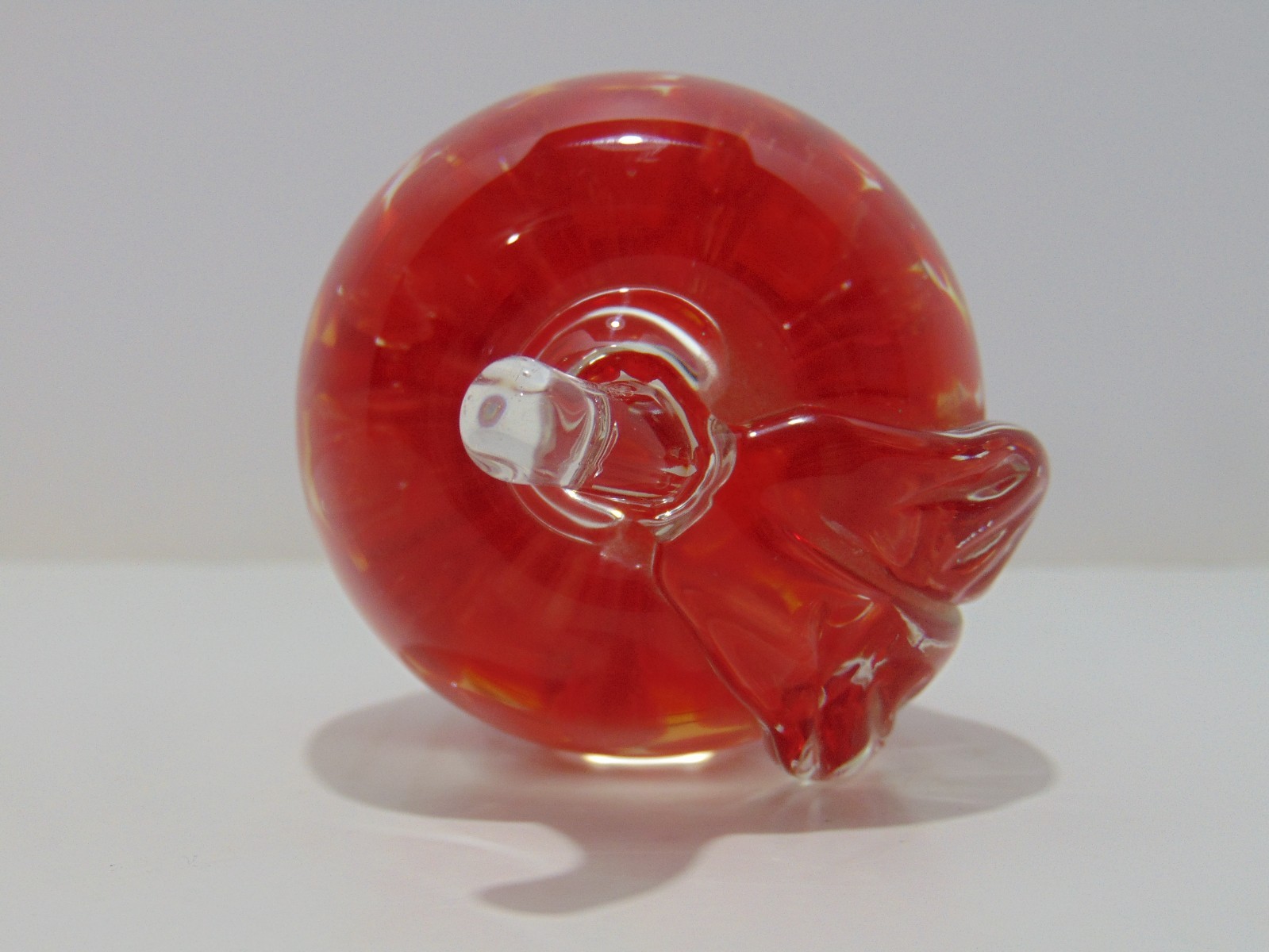 Joe St. Clair Art Glass Apple Paperweight Red Controlled Cloud And Bubble Signed